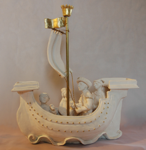 The English Army at Sea Porcelain and gold leaf