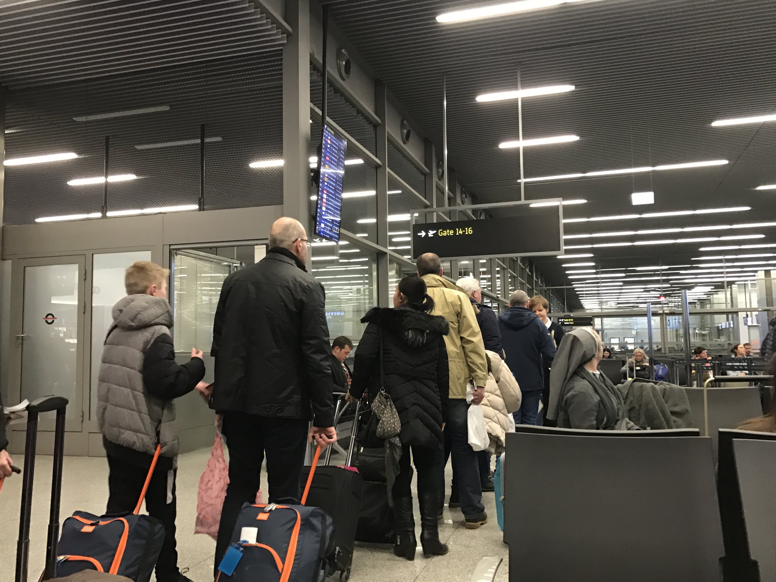 One of the perks of Ryanair's new hand baggage policy - watching other people queue.