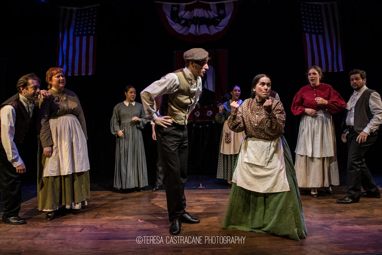 The Irish Flower Vendor in Crazy Mary Lincoln (Pallas Theatre Collective) Photo Credit: Teresa Castracane