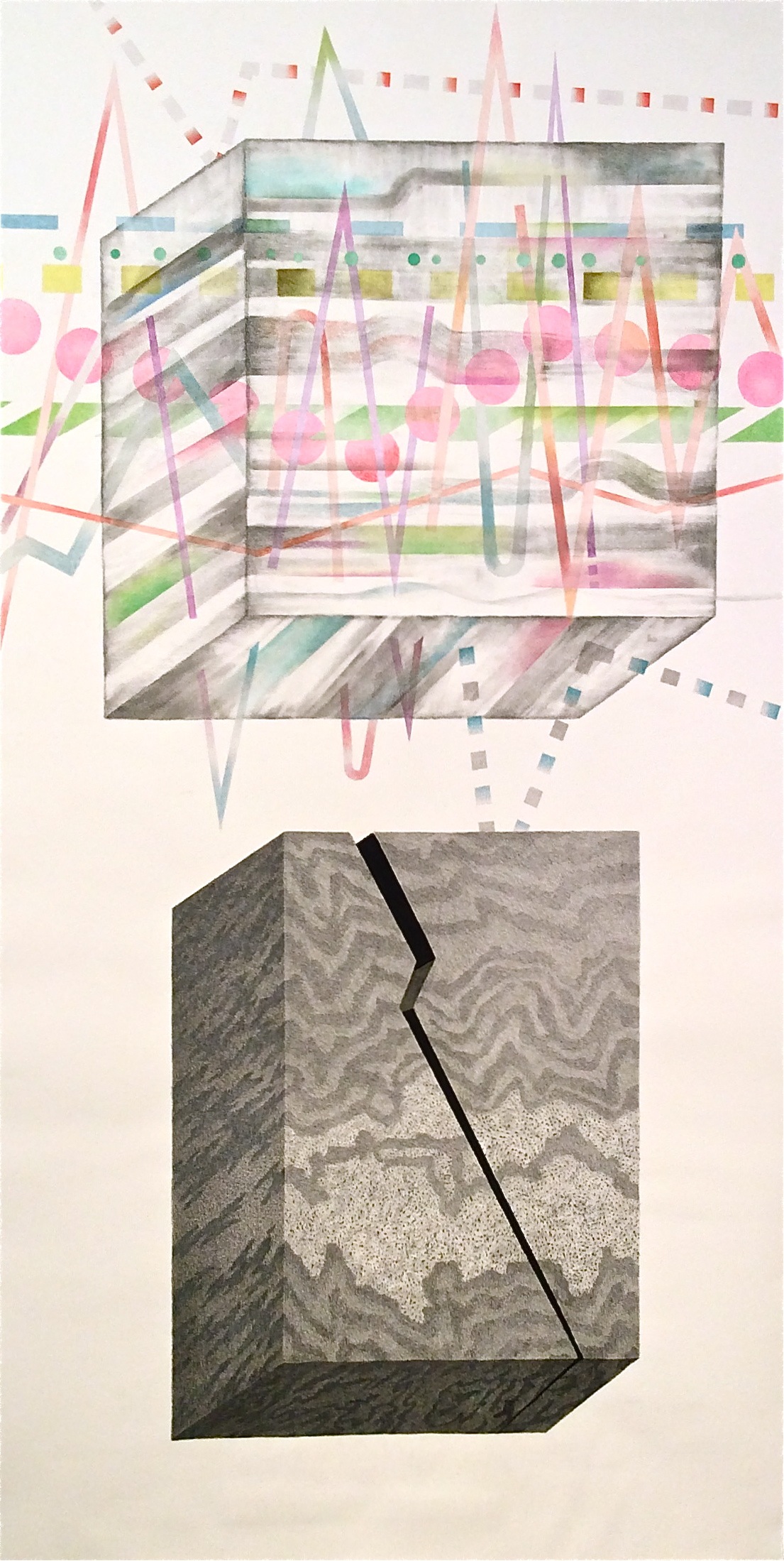 Twitter Over Fracking (2015) charcoal, watercolor, pastel, graphite 86" H x 44.5" W