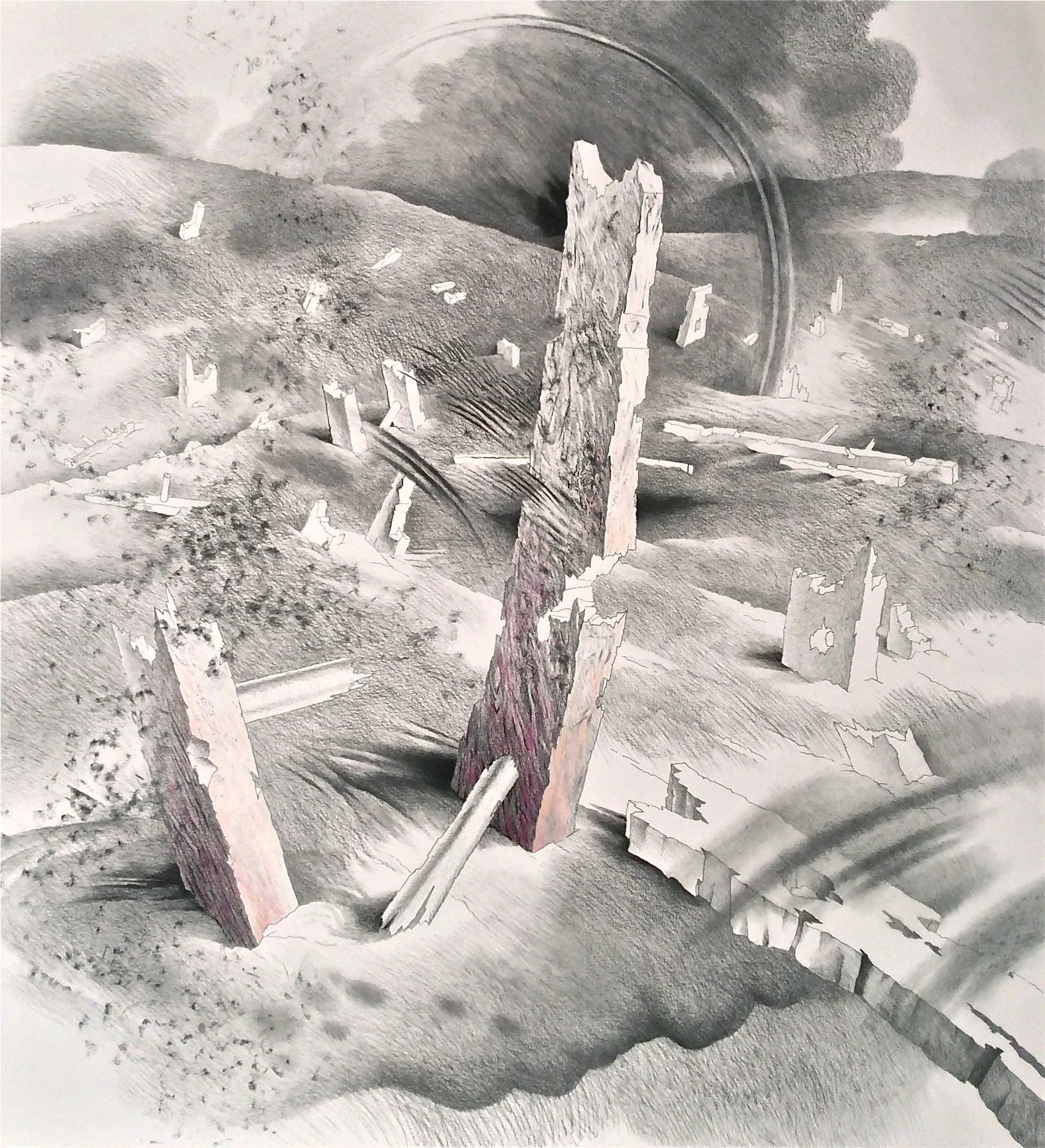 Winter (2002) charcoal, pastel, graphite 55" H x 50" W