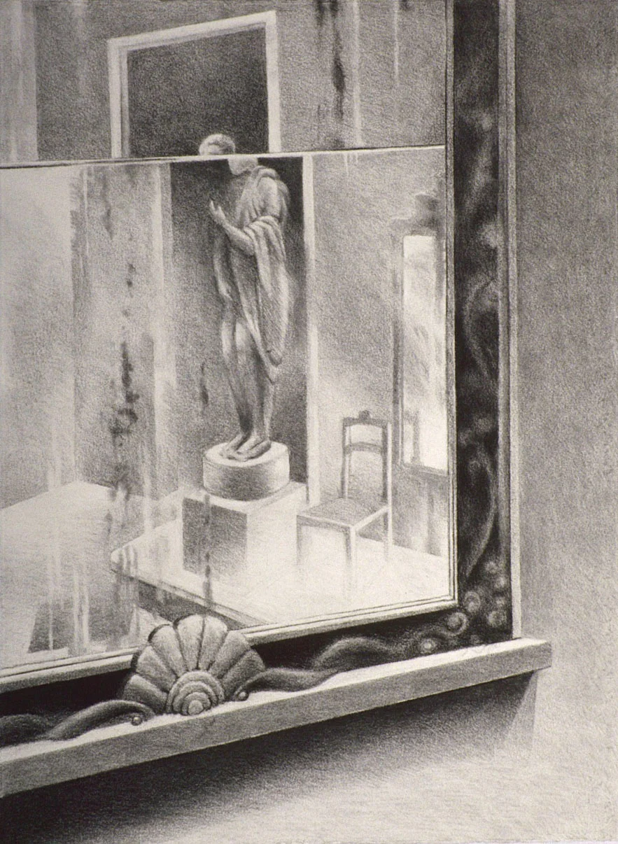 At the MET – Disorientation (1999) charcoal 25" H x 19" W