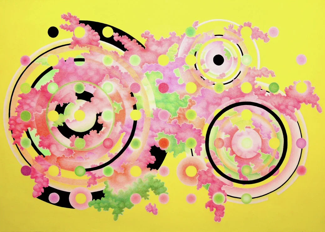 Bougainvillea Meditation (2009) mixed media 42" H x 60" W