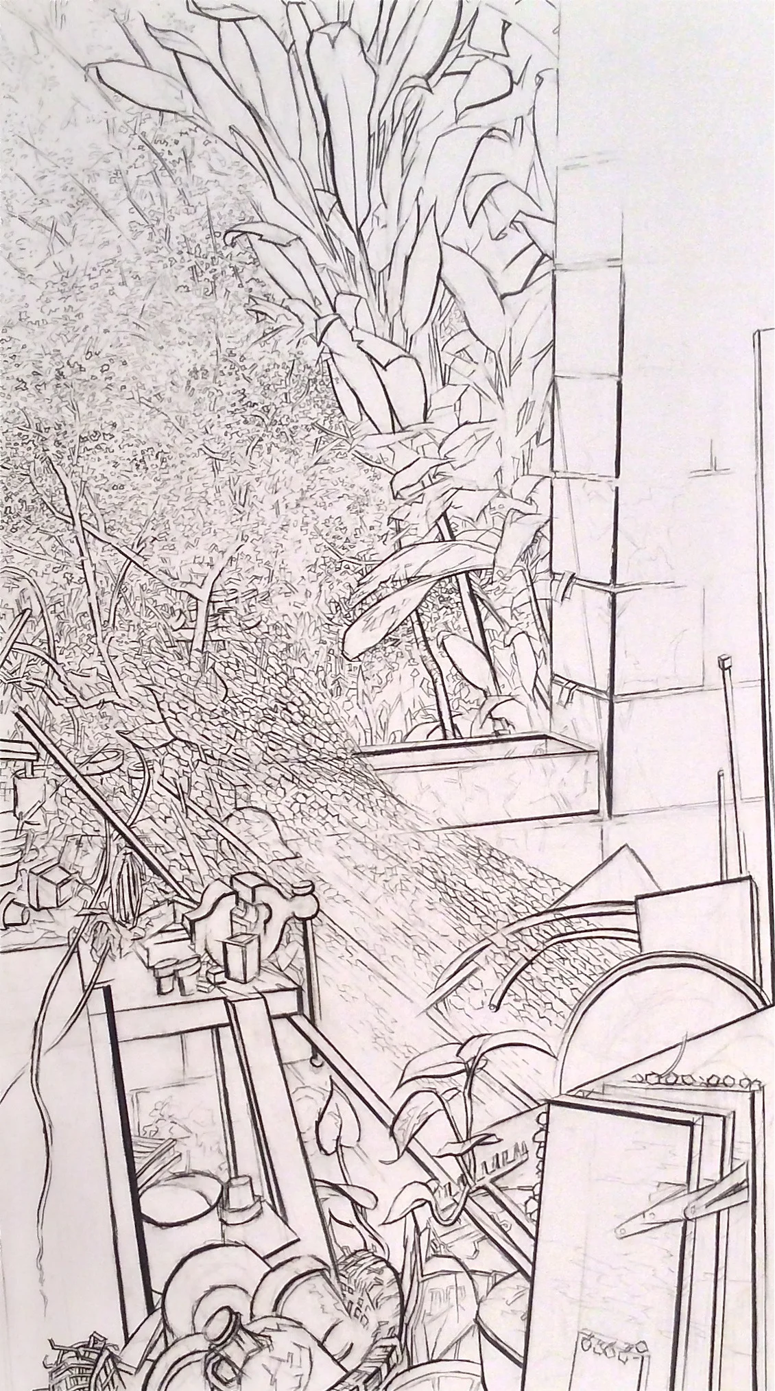 Landscape with Vise (1994) conte' 49" H x 28" W