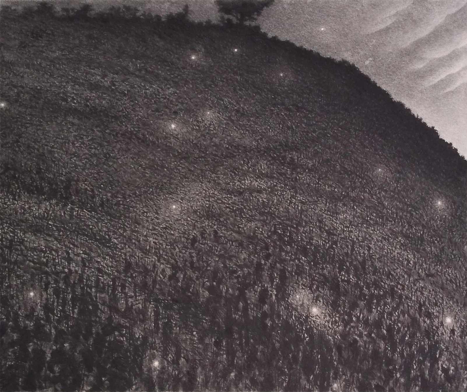 Nite Lites (2013) charcoal 37 1/2" H x 44 3/4" W