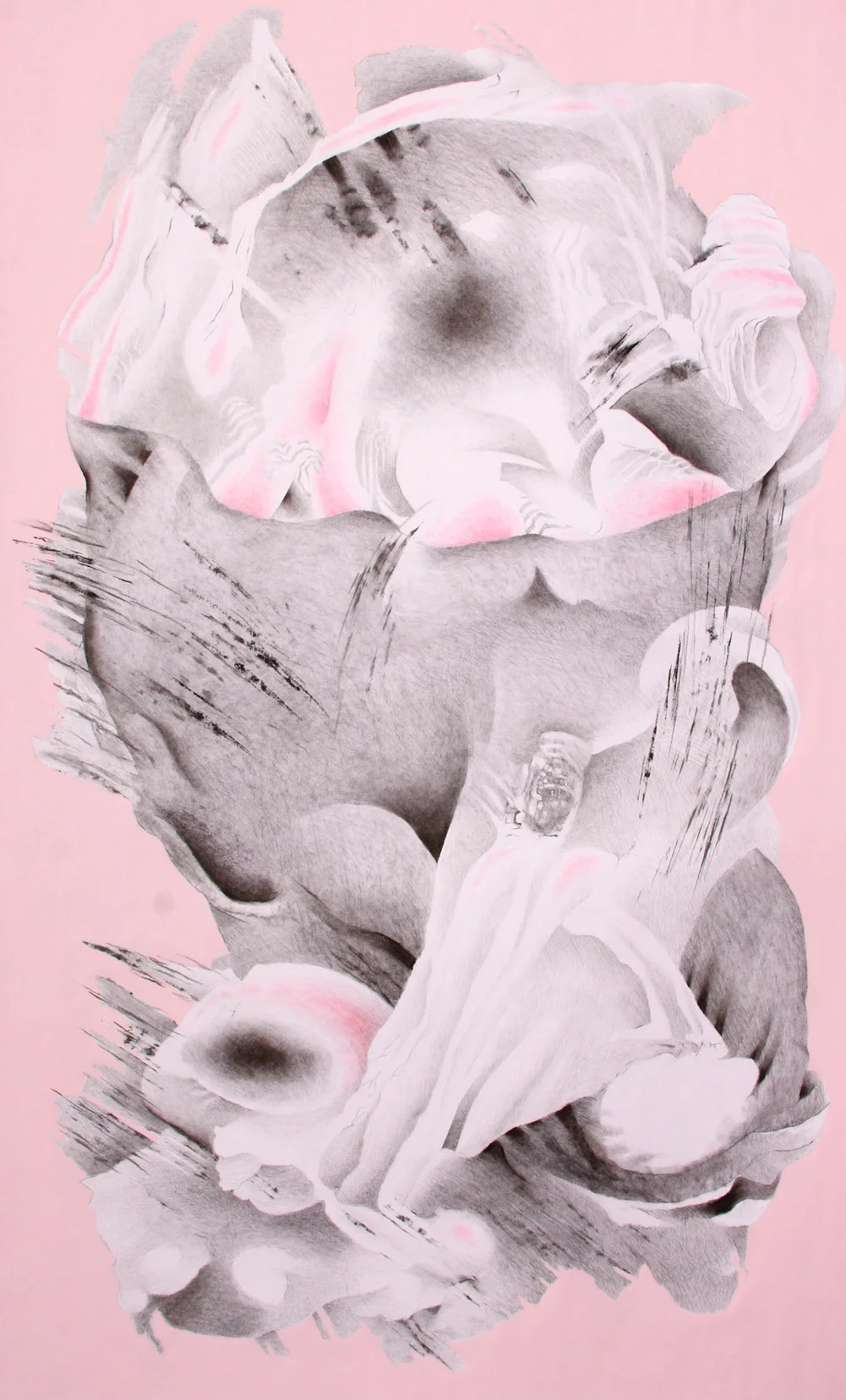 Physical Embarassment (2001) charcoal, pastel, acrylic 50" H x 30" W