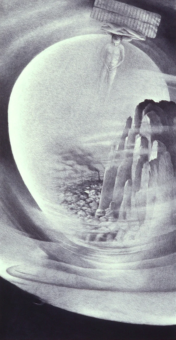 Sleep - Origins (1997) charcoal 50" H x 28" W