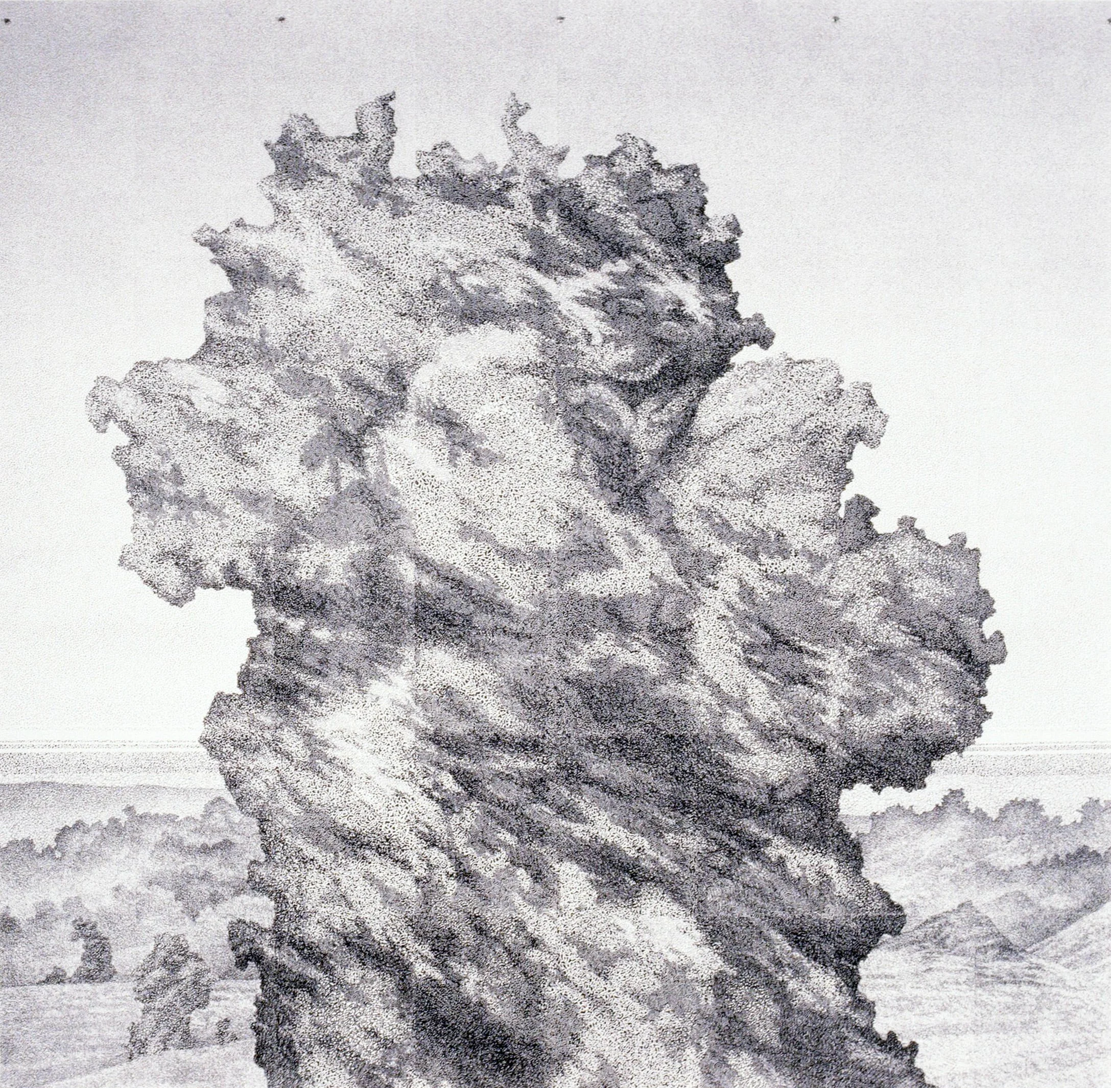 Volcanic Phenomena: Behemoth (1990) xerox printed drawing 55" H x 55" W