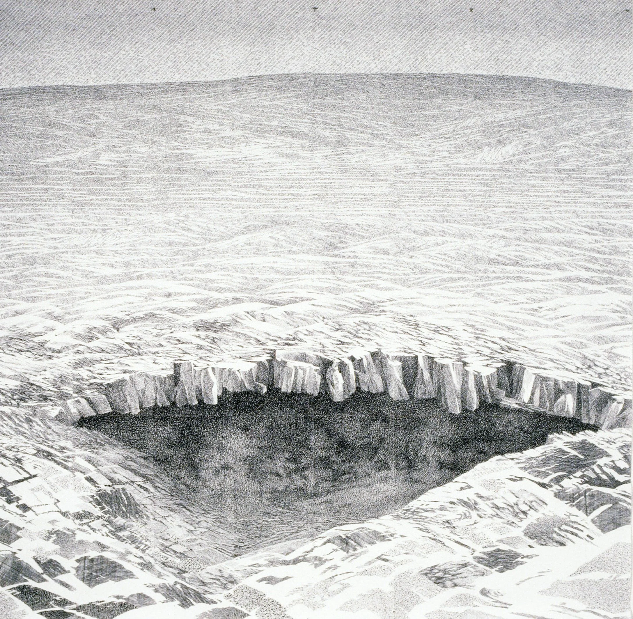 Volcanic Phenomena: Invitation (1990) xerox printed drawing 55" H x 55" W