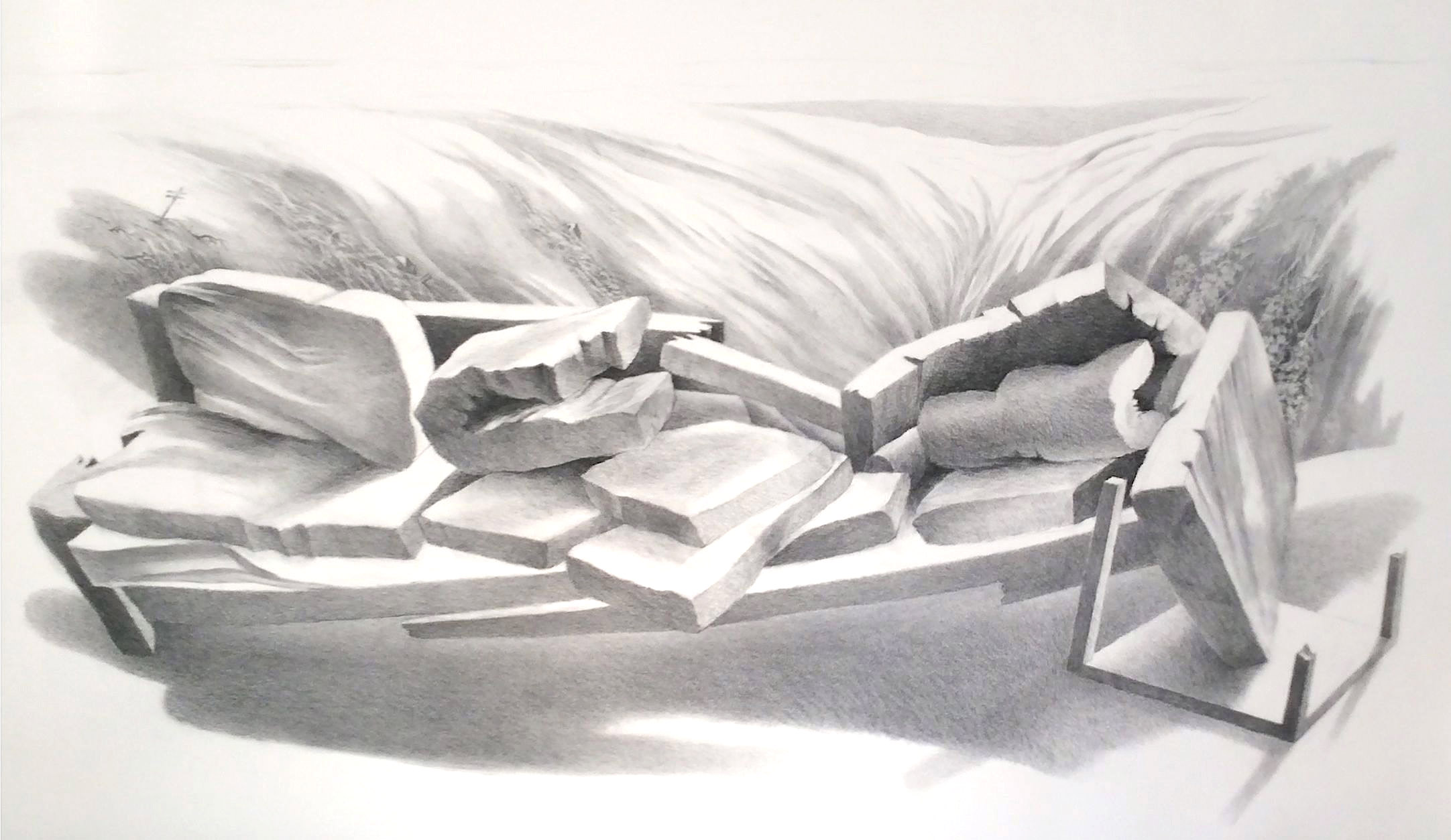 Fracking - Subsidence (2016) charcoal 42.75" H x 73.25" W