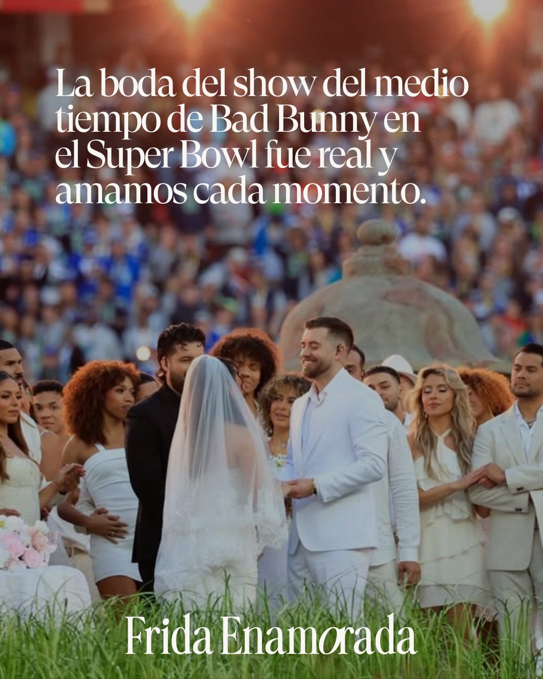 &iexcl;S&iacute;, fue real! La boda que vimos en el half time show de Bad Bunny s&iacute; sucedi&oacute;. Y no pudo haber sido m&aacute;s emotiva. 🥹

Amamos cada momento, pues no fue s&oacute;lo espect&aacute;culo, fue un recordatorio de que las bod