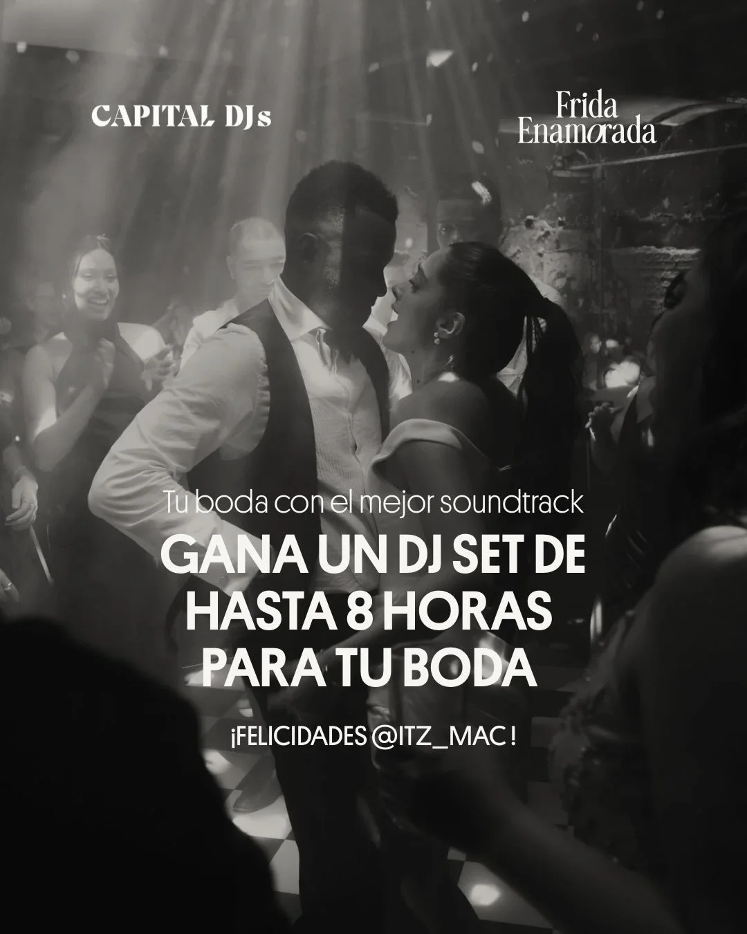Tenemos ganadora de nuestro giveaway con @capital.djs 

&iexcl;Felicidades @itz_mac ! ⭐️ 

Gracias a nuestras seguidoras por participar. 

Les deseamos una boda llena de amor y celebraci&oacute;n. 🤍

Cr&eacute;ditos foto: @eliasbarajasphoto