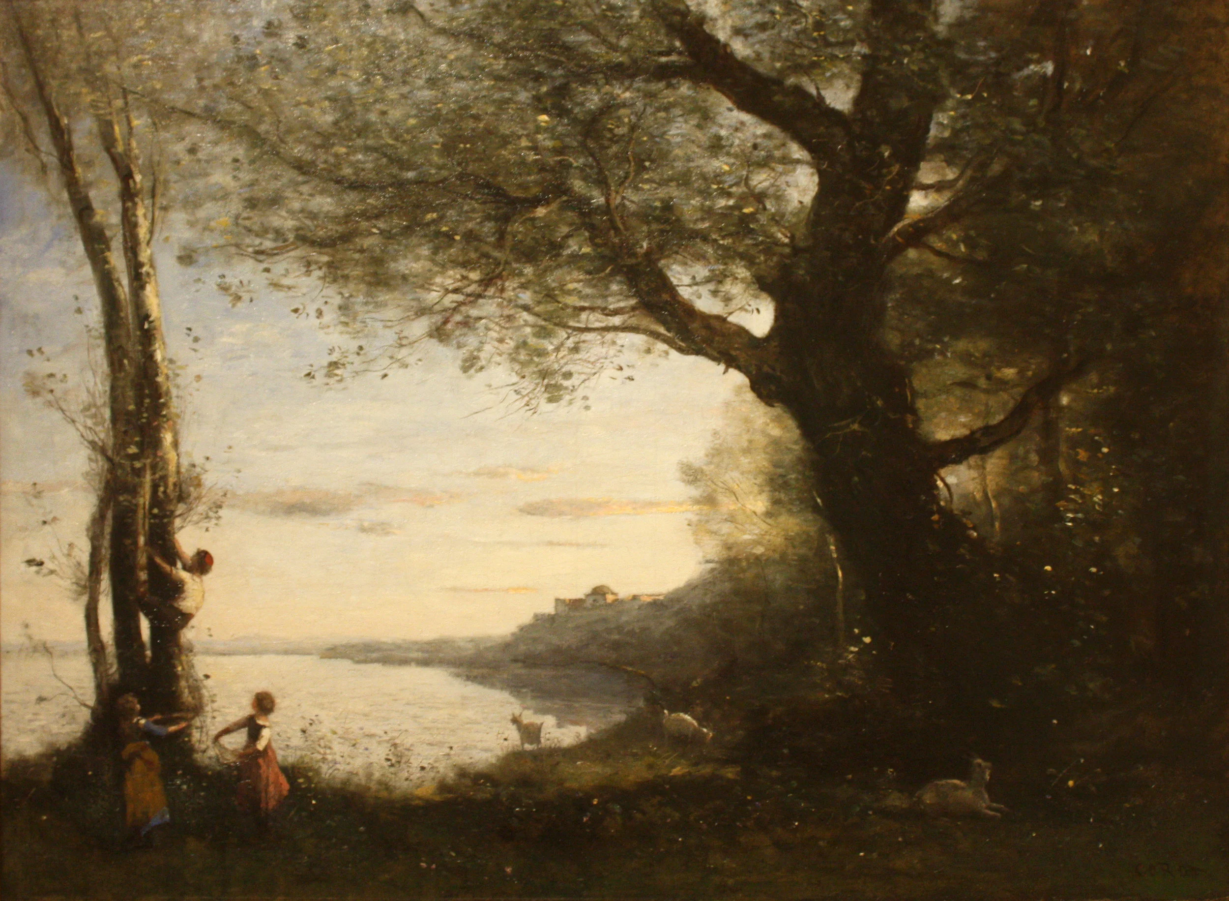 The Little Bird Nesters, Jean-Baptiste-Camille Corot (1873-1874), { PD-US }