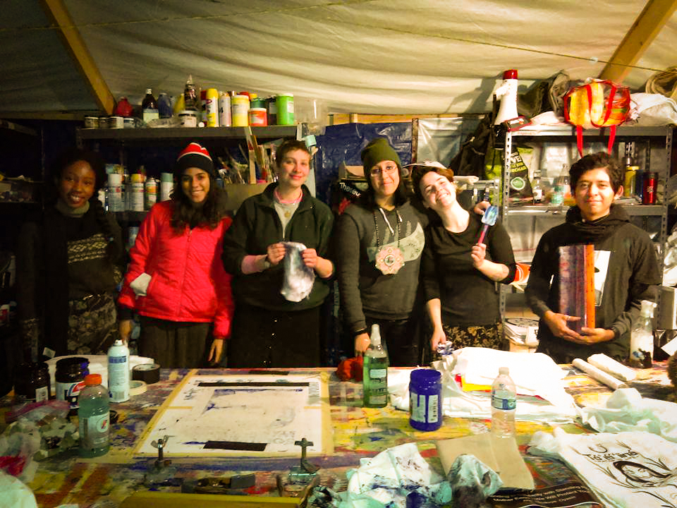 Minneapolis College of Art and Design students . Left to right: Candace Davis (junior, web and multimedia), Emma Eubanks (sophomore, animation), Nancy Julia Hicks (junior, fine arts: print paper book), Courtney Cochran (sophomore, filmmaking), Alexis Politz (senior, illustration), and Jonathan Herrera (junior, fine arts: print paper book).