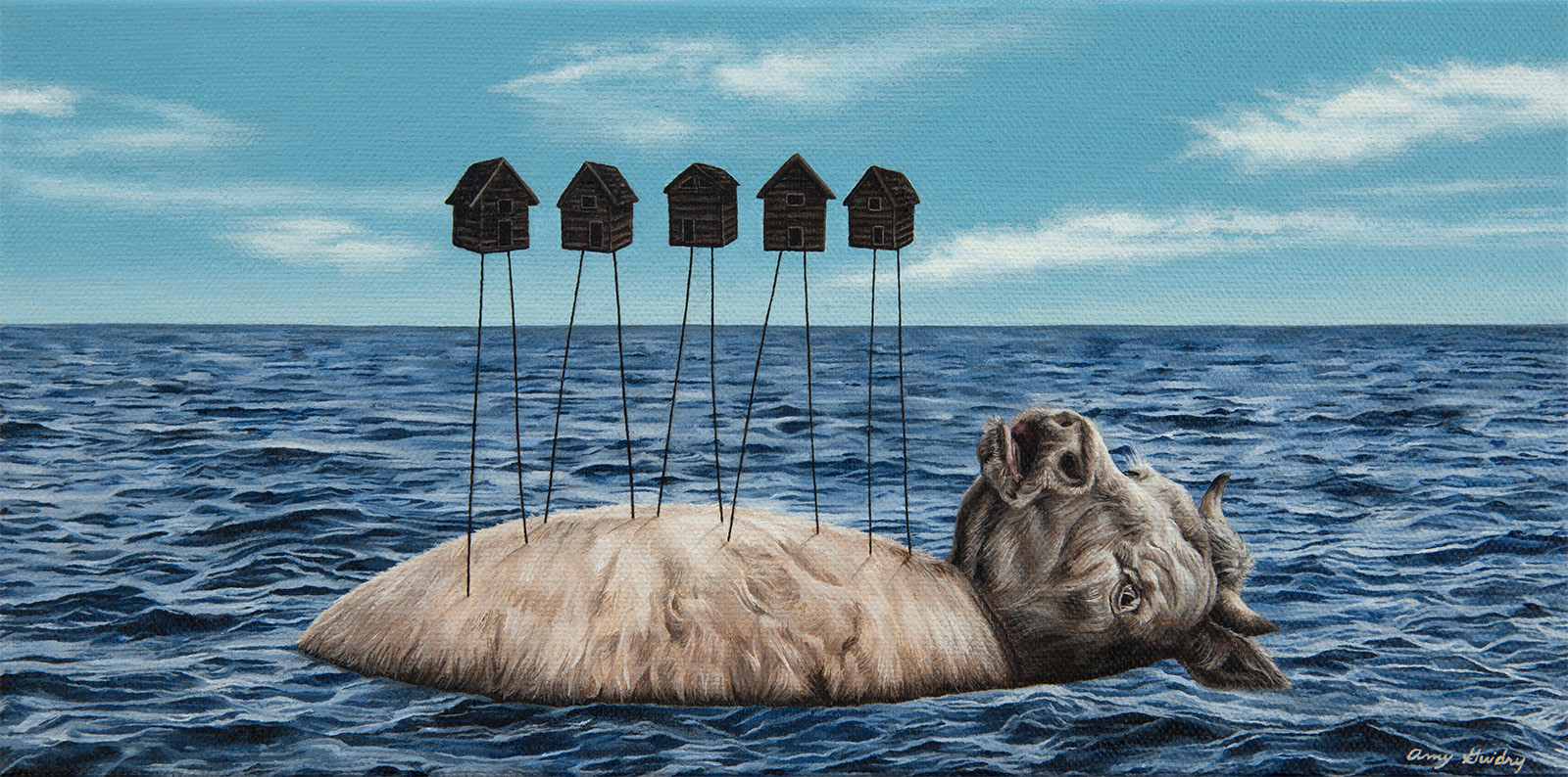 Crutch , acrylic on canvas, 12 x 6 in.