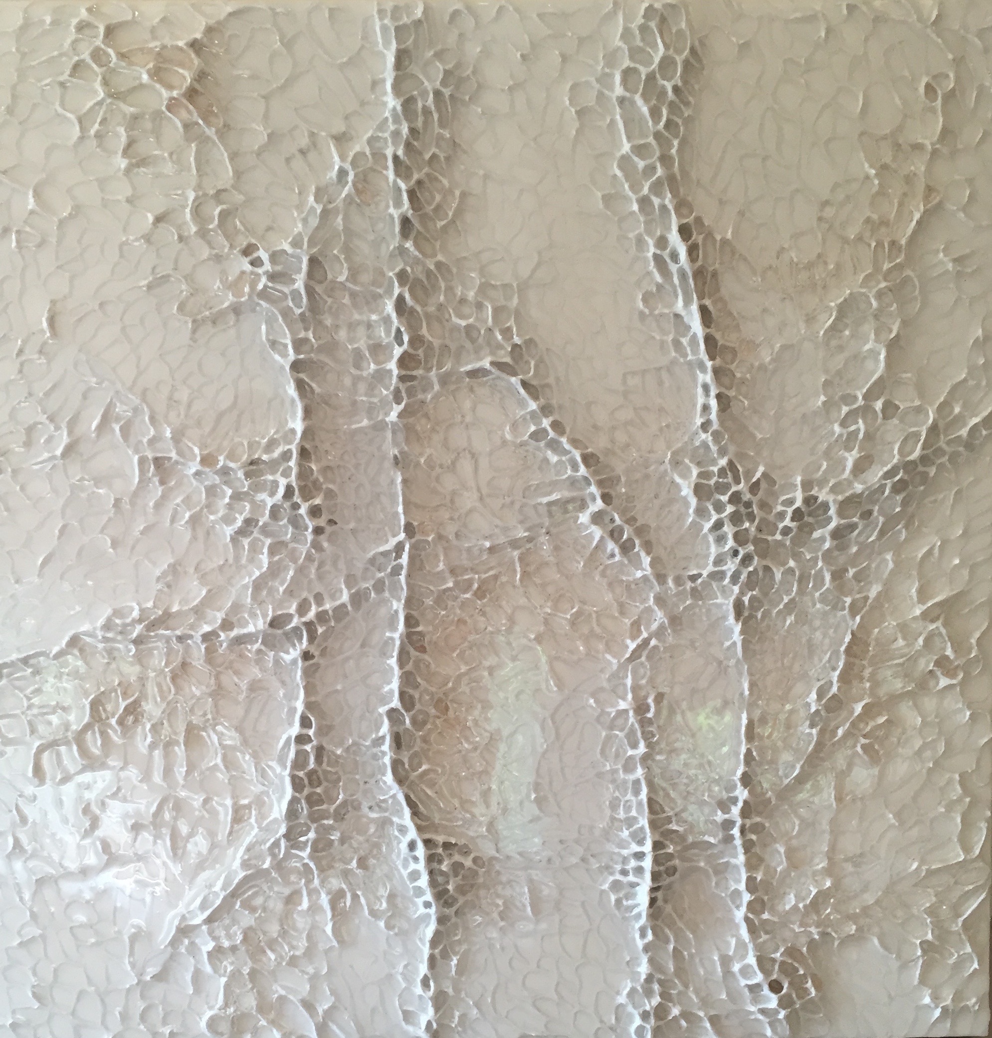 The Naming of Islands , 36 x 48 in., modeling paste and resin.