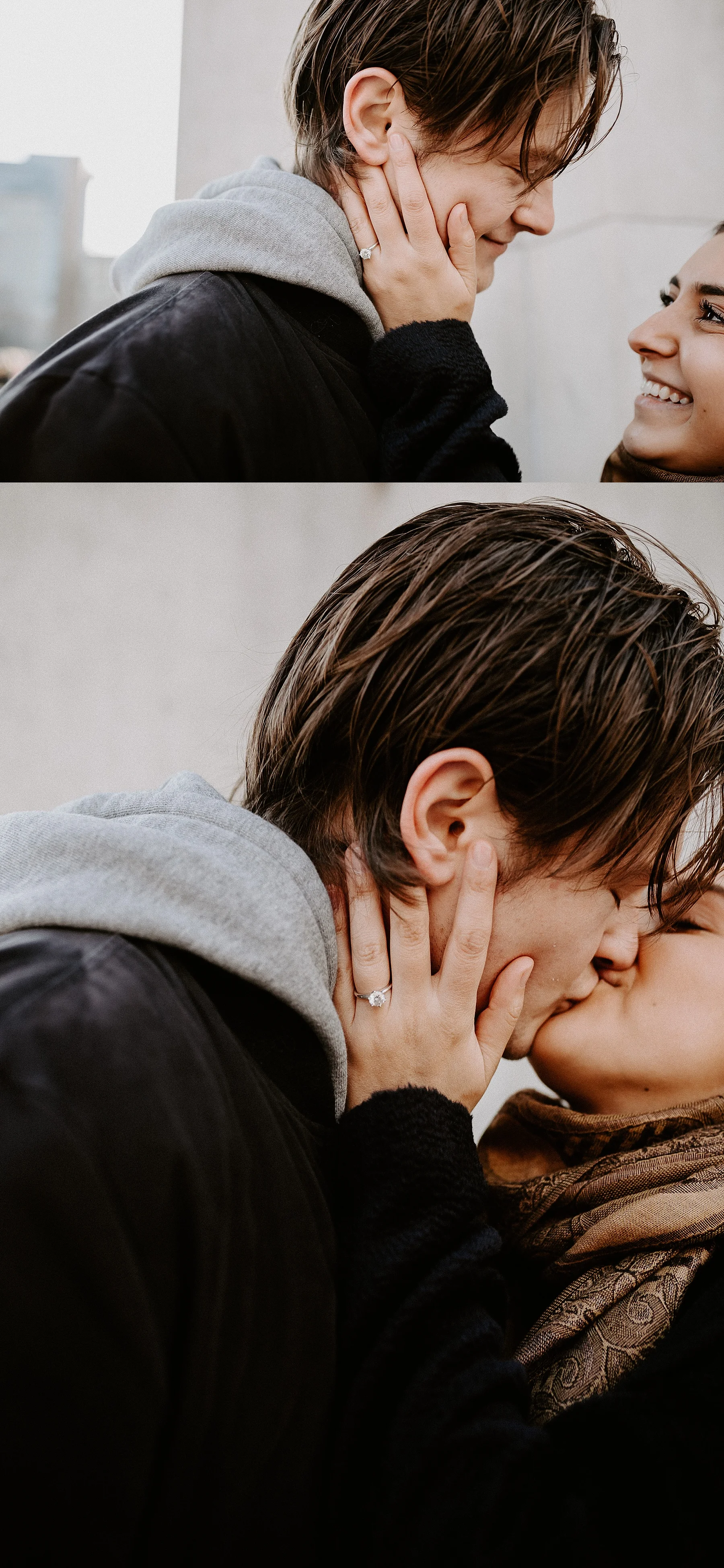 Engagement ring shot during engagement session in New York City, New York
