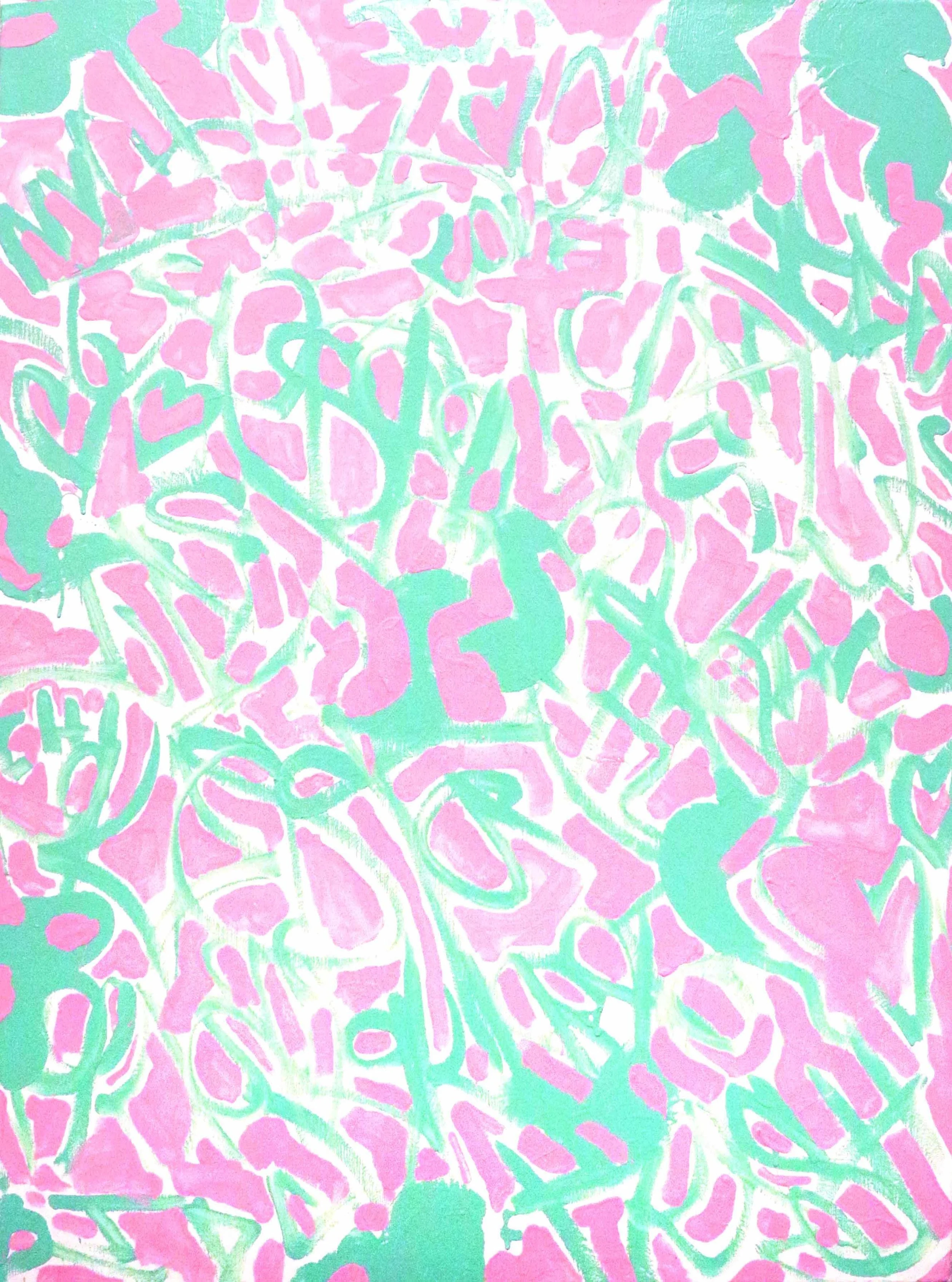 Sitting in the sky we are the cloud kickers Oil paint and latex paint on canvas 3 x 2 feet
