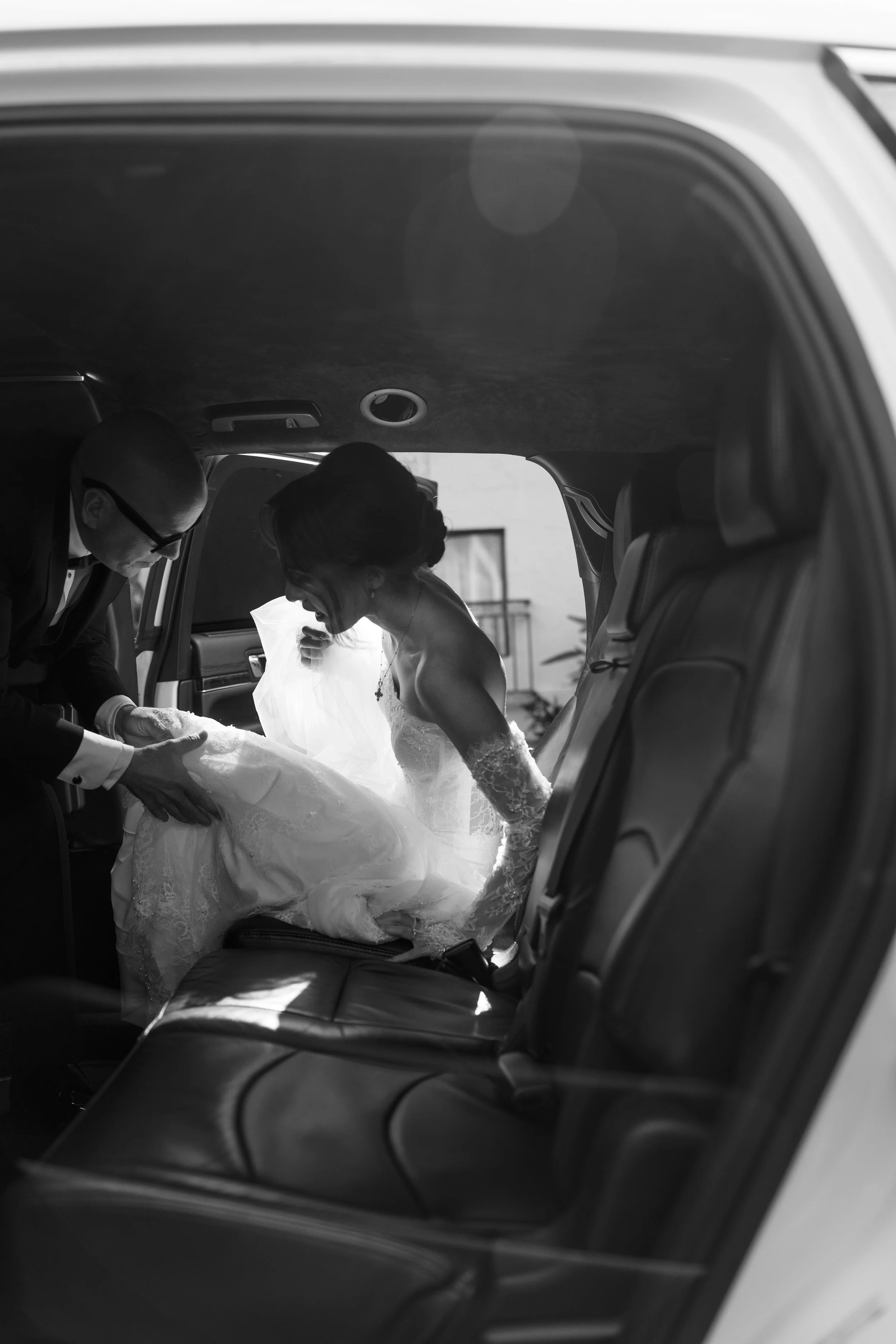 Maria on her way to church to get married.