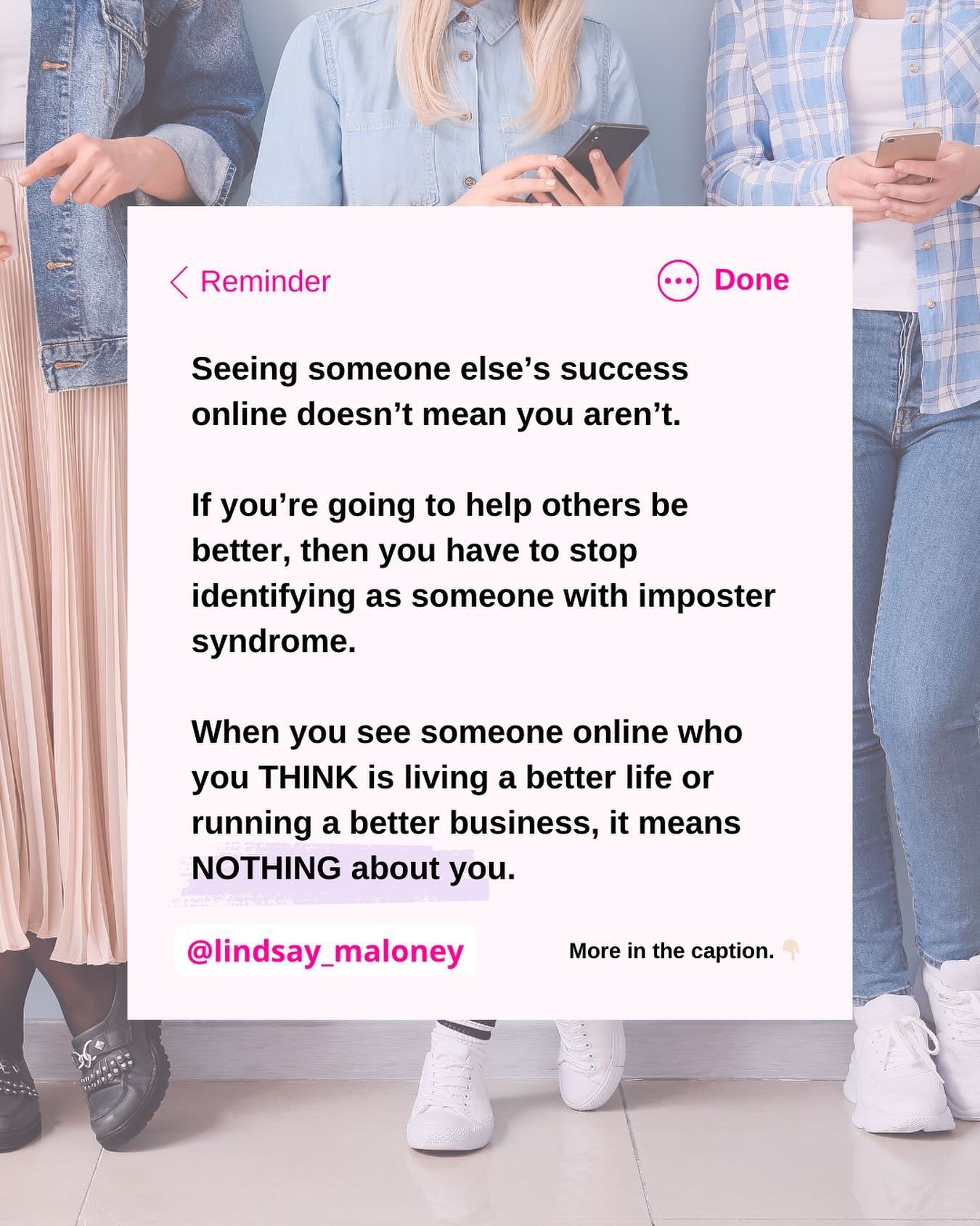 Seeing someone else&rsquo;s success online doesn&rsquo;t mean you aren&rsquo;t.

I hear the phrase &ldquo; I have imposter syndrome!&rdquo; much too often in my world.

It&rsquo;s not just in the coaching space, it&rsquo;s everywhere!

How many times