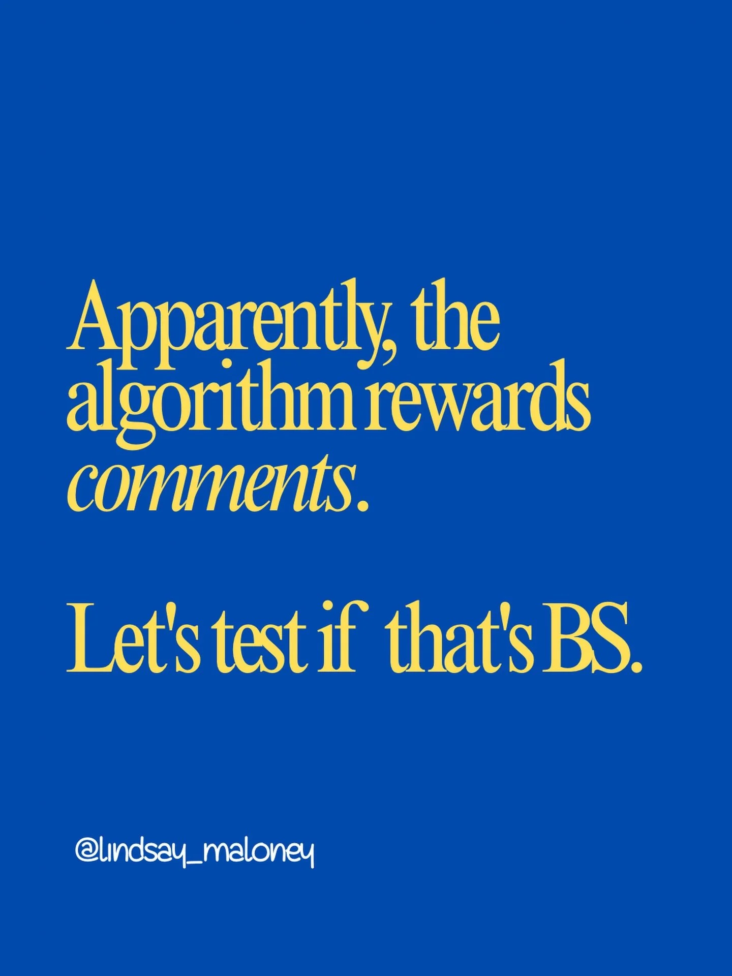 Okay, I&rsquo;m testing something today.

The experiment: Does high comment volume increase reach?

Instagram supposedly rewards posts with lots of comments. But does it actually work? Or is it just another piece of &ldquo;expert advice&rdquo; that s