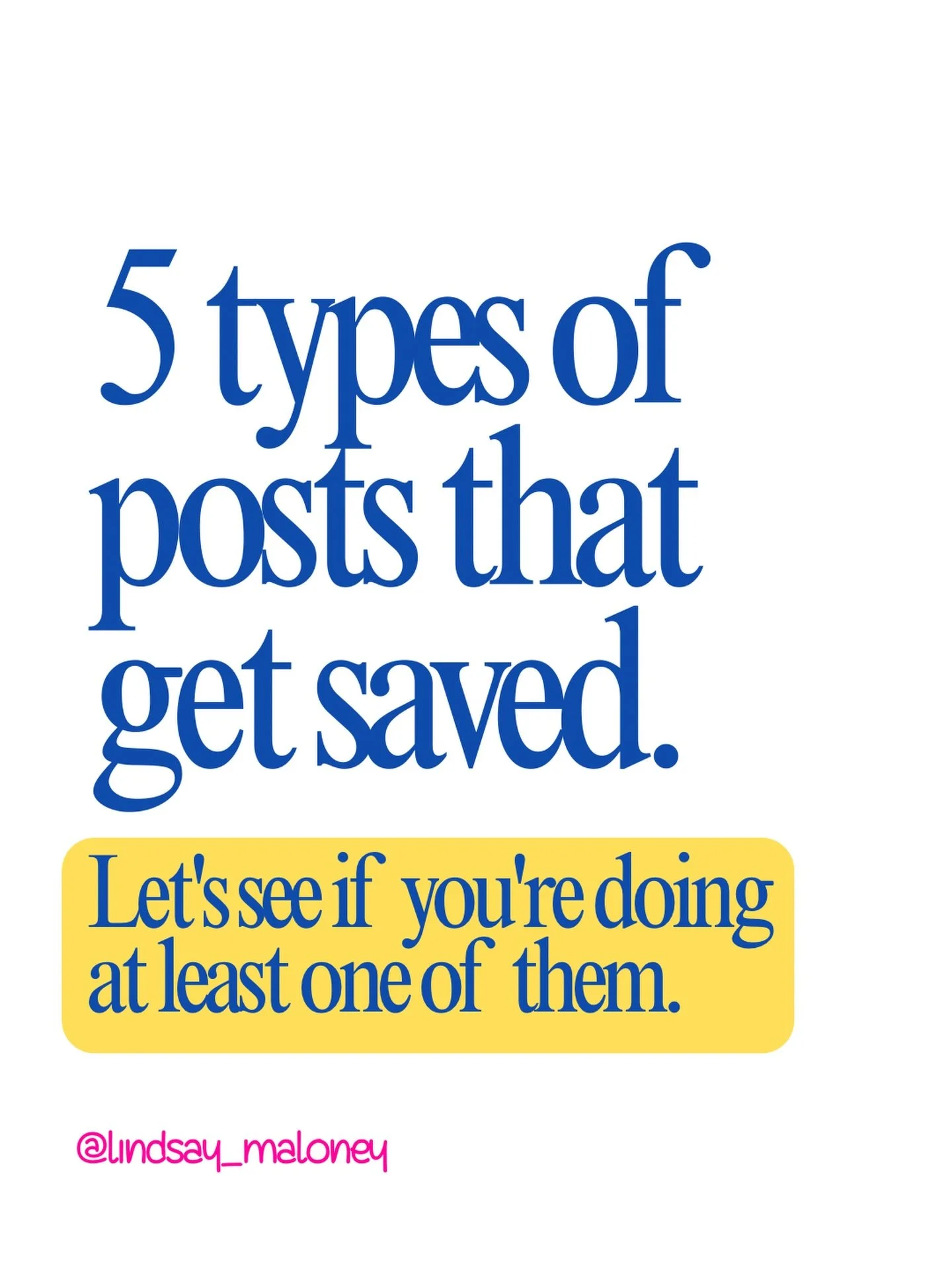 💾 Save this for when you&rsquo;re creating content.

5 types of posts that get saved. You&rsquo;re probably posting none of them.

Yesterday I told you Instagram prioritizes saves over comments. Today I&rsquo;m showing you how to actually GET saves.