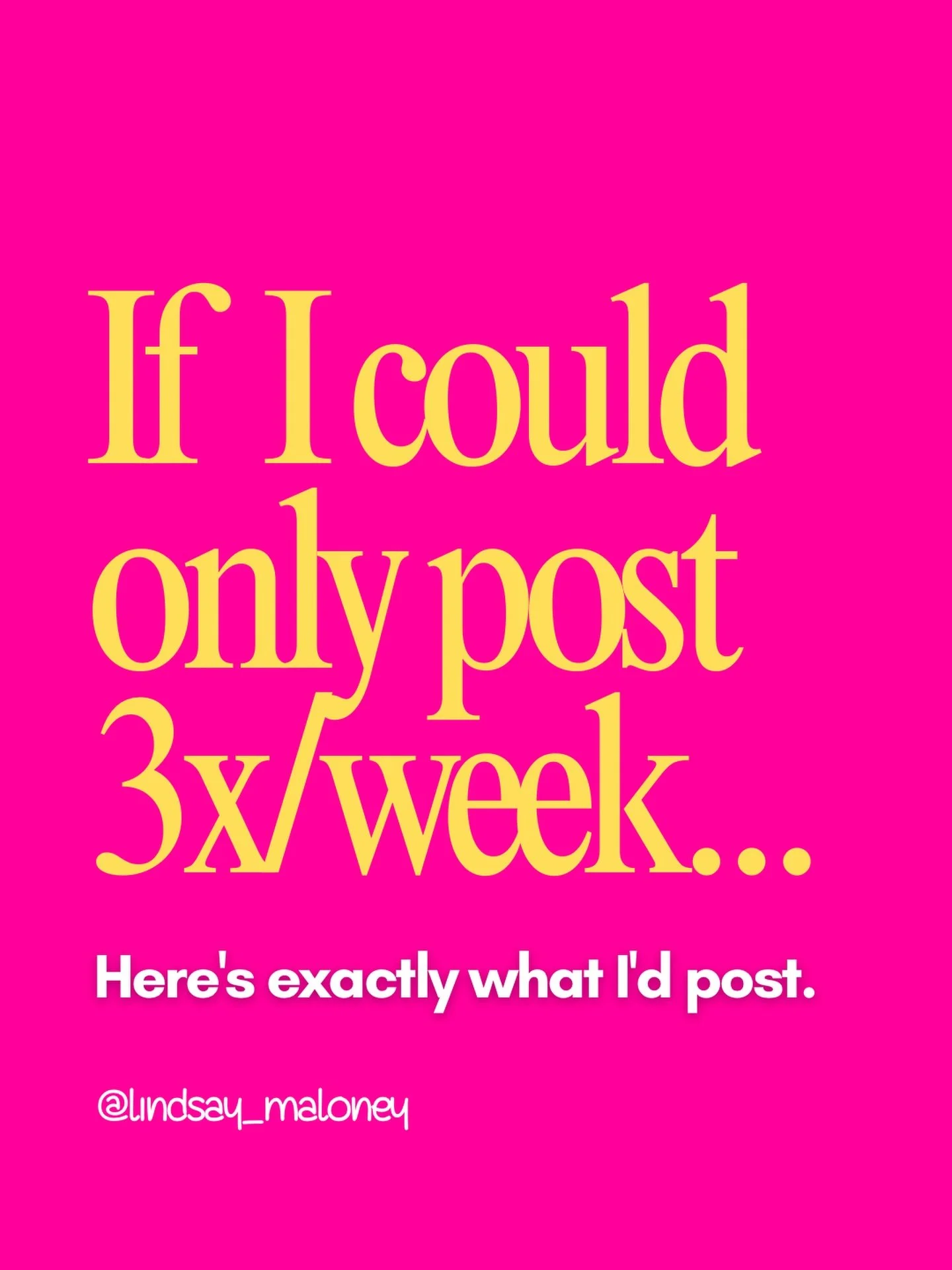 Save this for when you&rsquo;re planning your week.

If I could only post 3x/week, here&rsquo;s exactly what I&rsquo;d post.

I&rsquo;ve been posting every day for 17 days. Some posts crush. Some flop.

And here&rsquo;s what I&rsquo;m learning: 

You