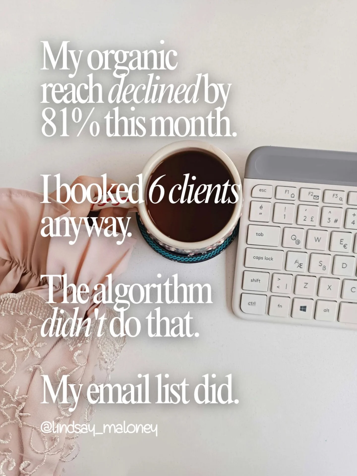 While my reach was tanking, my inbox wasn&rsquo;t.

Six clients in one week. 

Not because I went viral. 

Not because my posts were performing. 

Because I had a list of buyers who already trusted me &mdash; and I created an offer that solved a prob