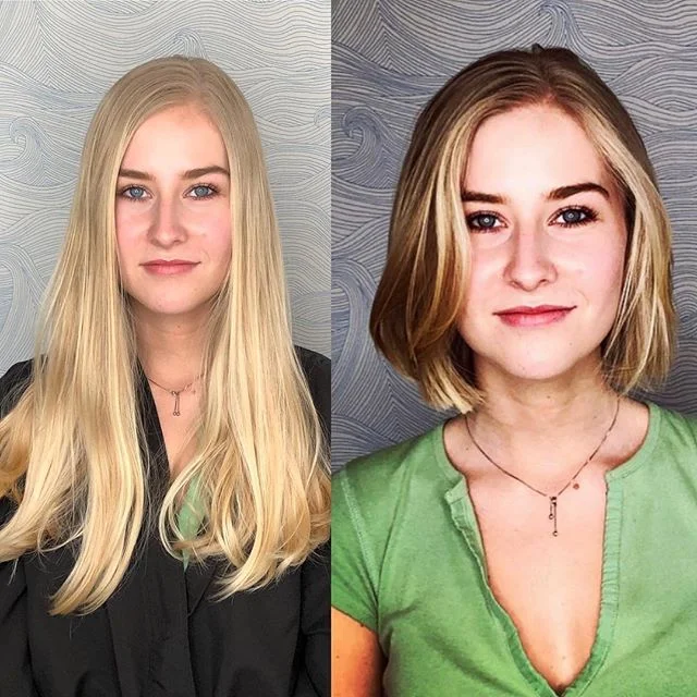 Thank you Tori, for allowing me to help in this huge change. 
#showroom383
#shorthair #bluntbob #bobhaircut
