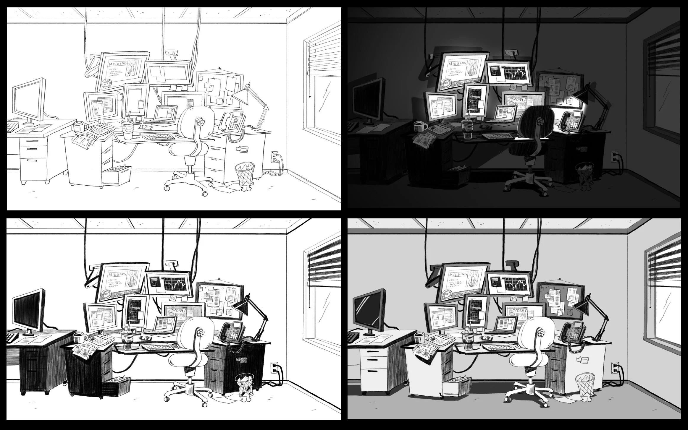  Early style exploration. 