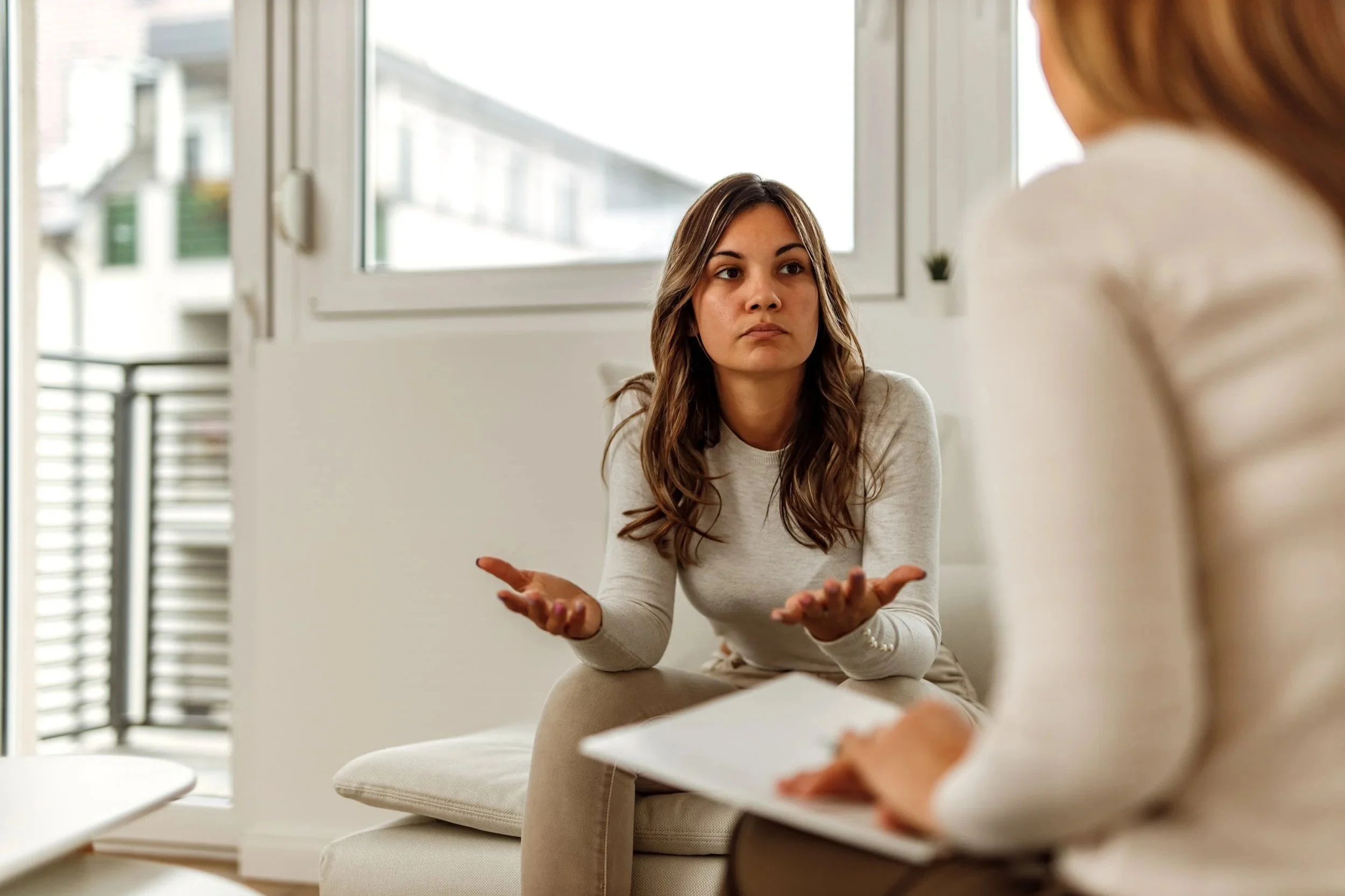 Emetophobe patient speaks with therapist about ERP treatment for emetophobia.