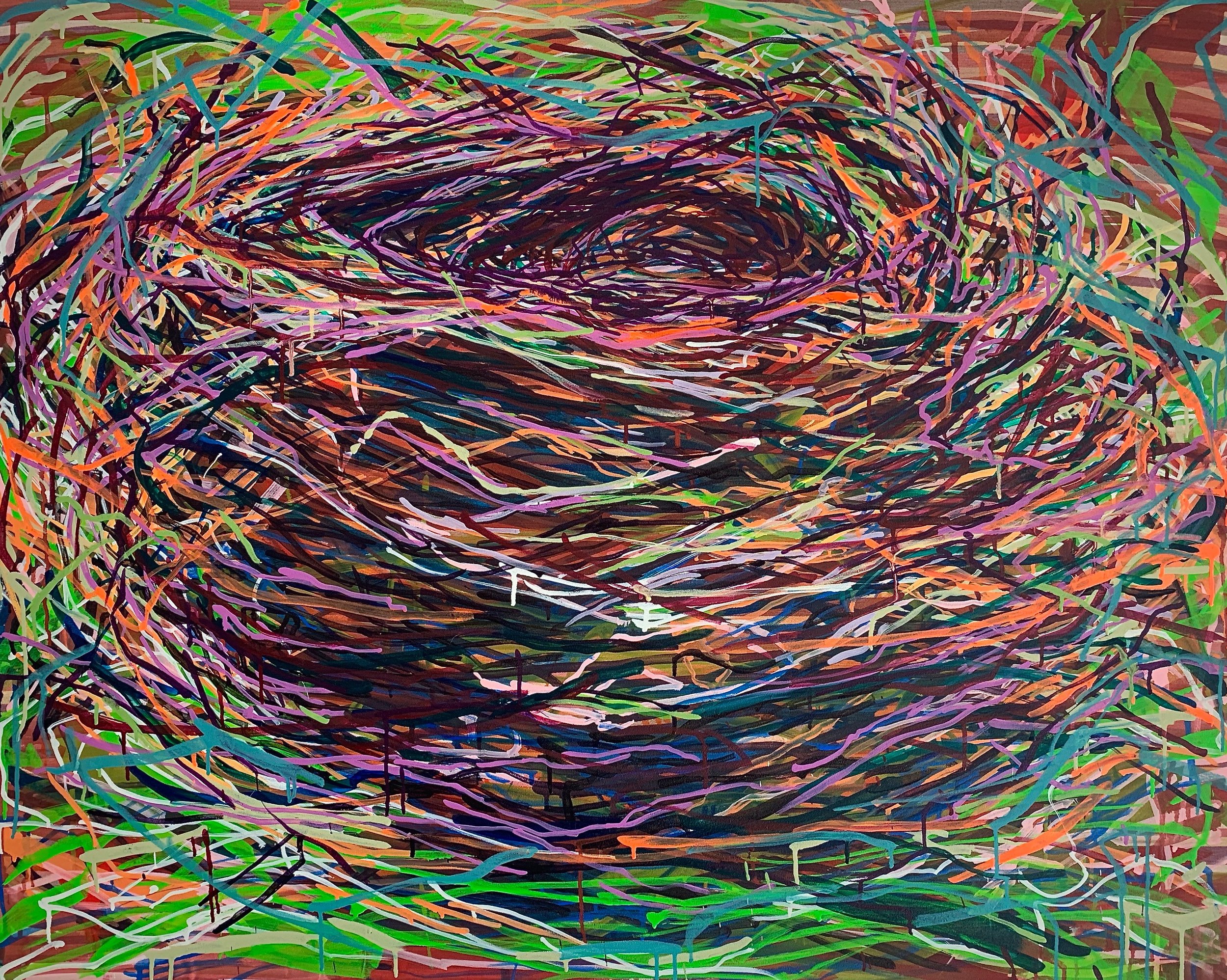 Aupugrstripene, 39 x 49 inches, 2019
