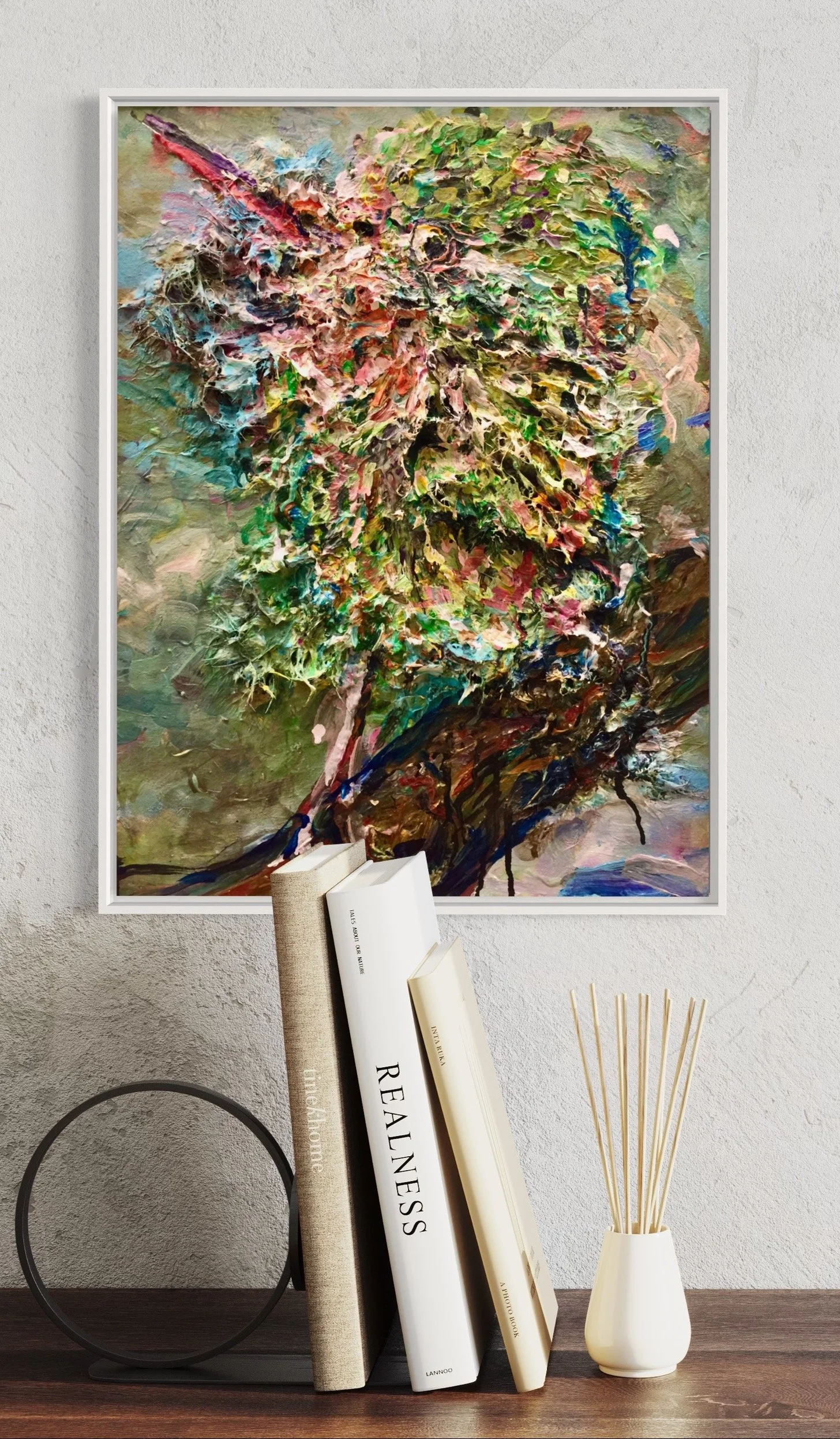 Hubert_installation view_white frame with books_CONTEMPORARY ARTIST LIZ ALDERMAN.JPG