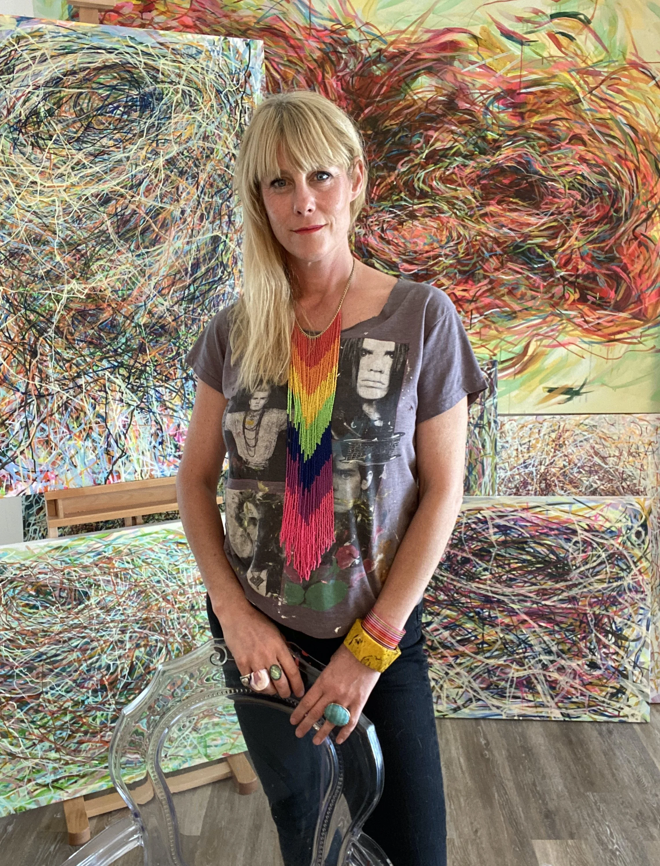 The artist Liz Alderman in her seaside Bronx art studio