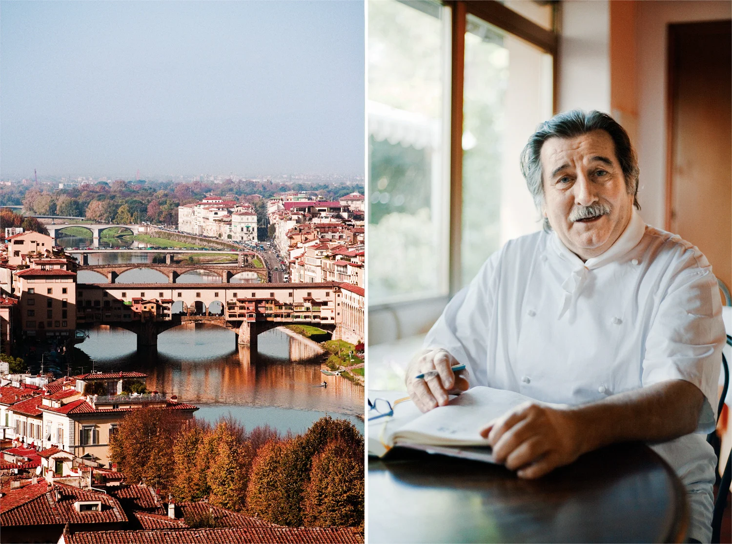 LEFT  An afternoon spent wandering around the shops on the Ponte Vecchio, the shop-lined medieval bridge spanning the Arno river, is  the  way to enjoy historical Florence.  RIGHT  The incomparable Libero, owner of I Tre Pini restaurant.