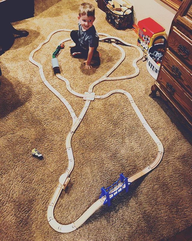 We were all tripping out at how this little guy built this complicated train track by himself. #prouddada #everydadthinkshiskidisagenius