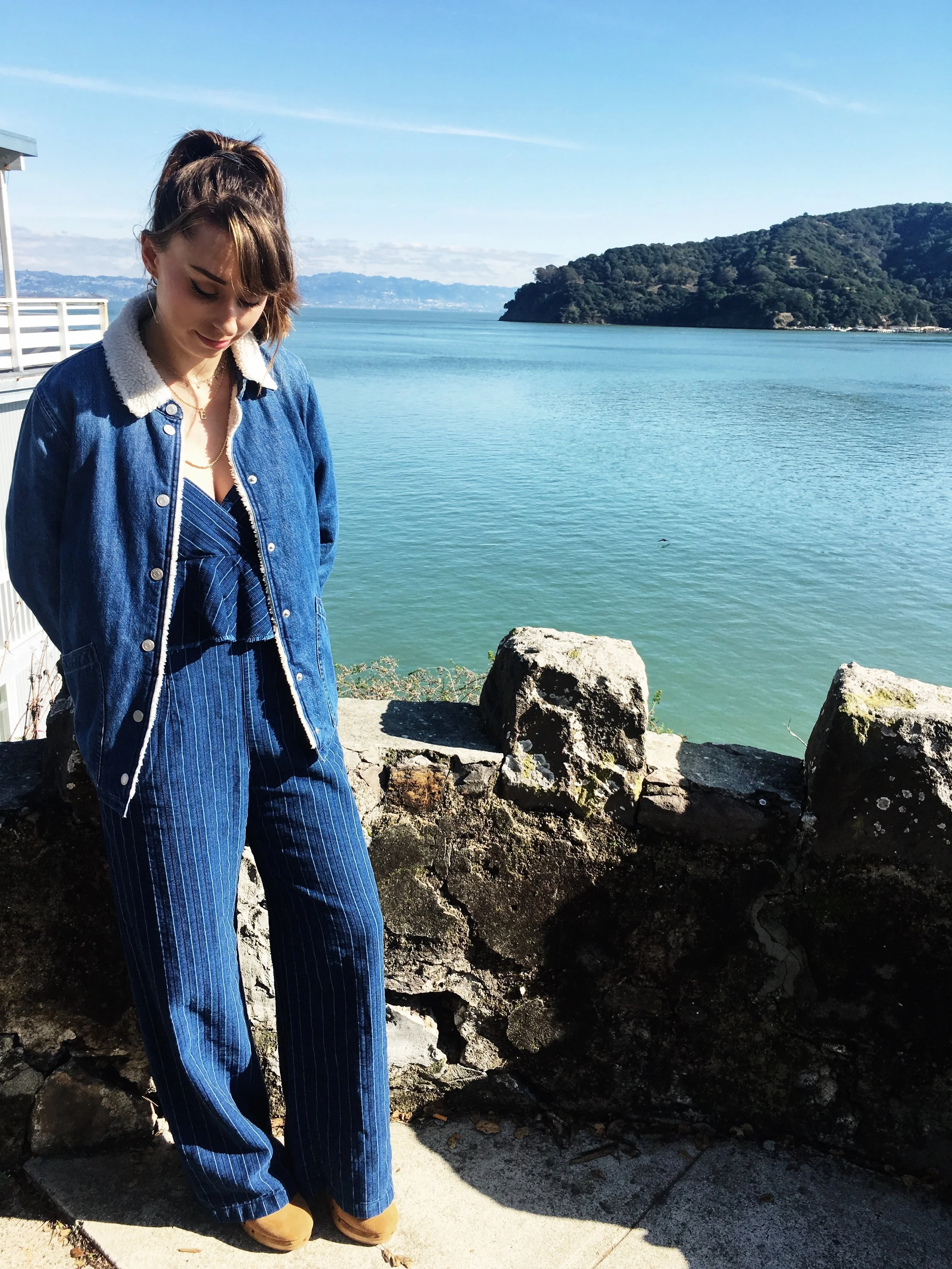 j crew denim sherpa swing jacket