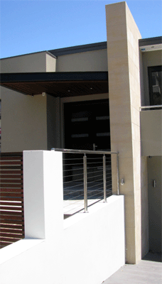 Entrance to a new home in Kensington - Sawn Coogee Sandstone