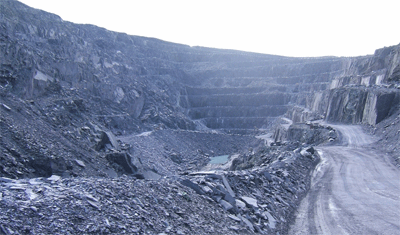 The Penr hyn Slate Quarry in Wales - the benches in the modern quarry