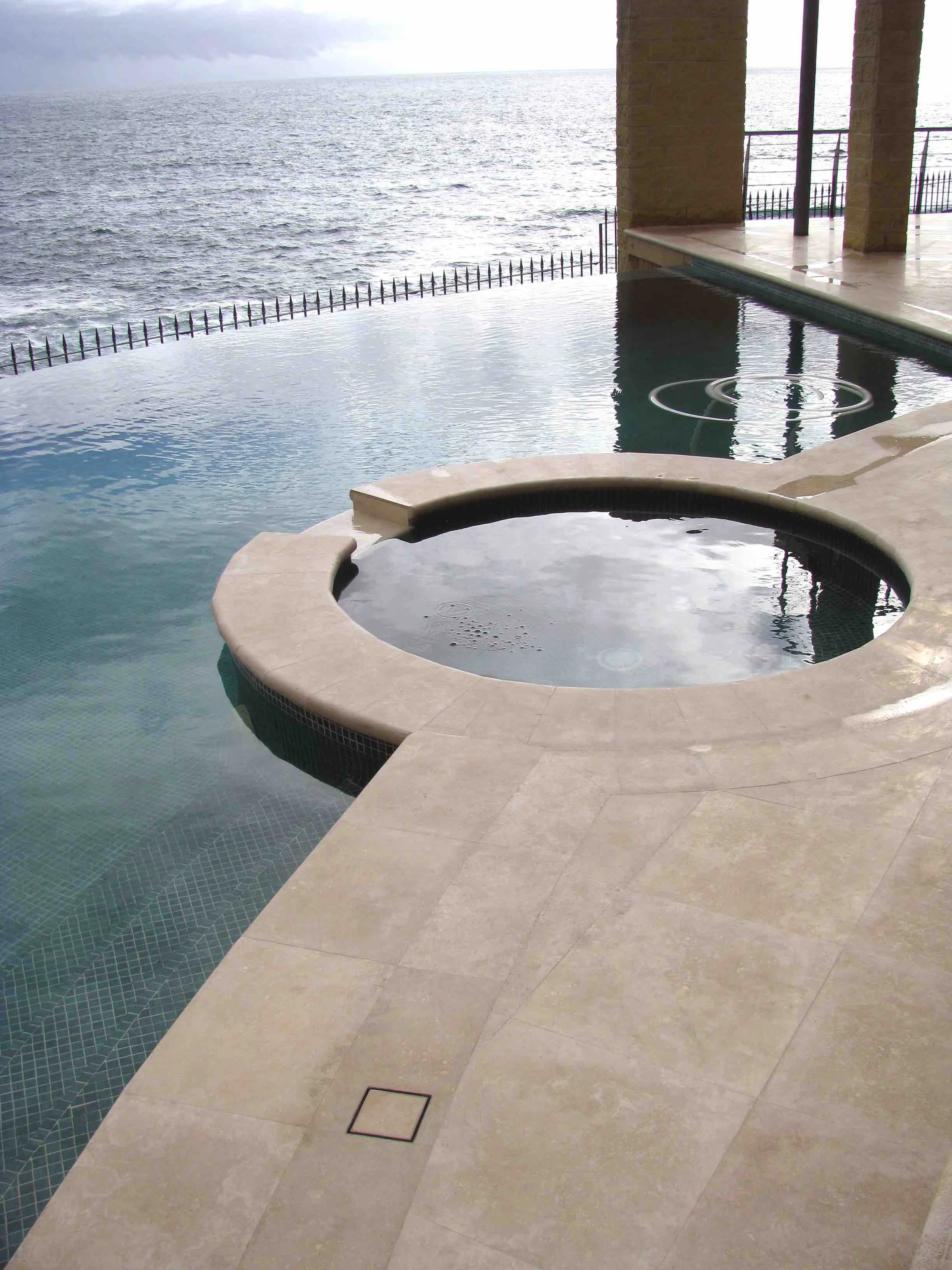 Mocha Travertine Pool Paving