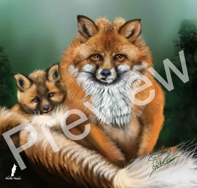 A Mother Fox & Cub - Acrylic Print