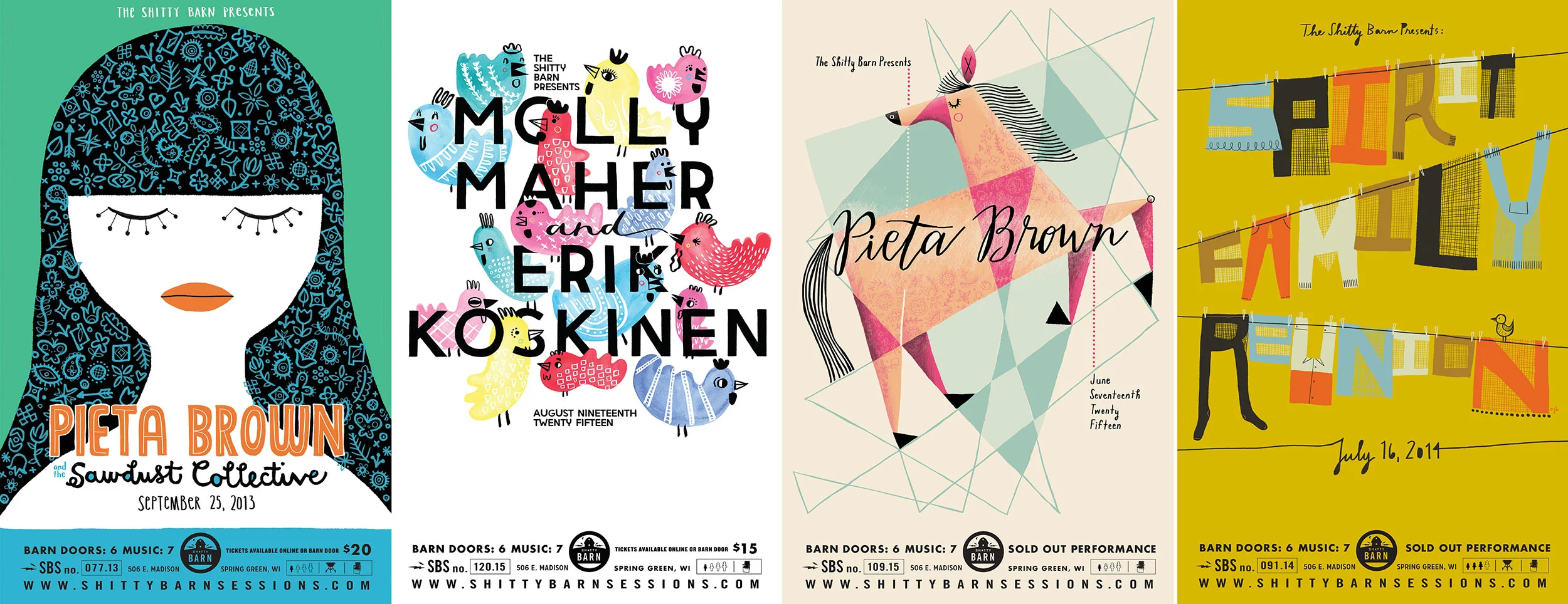 Gig Poster Designs for The Sh*tty Barn