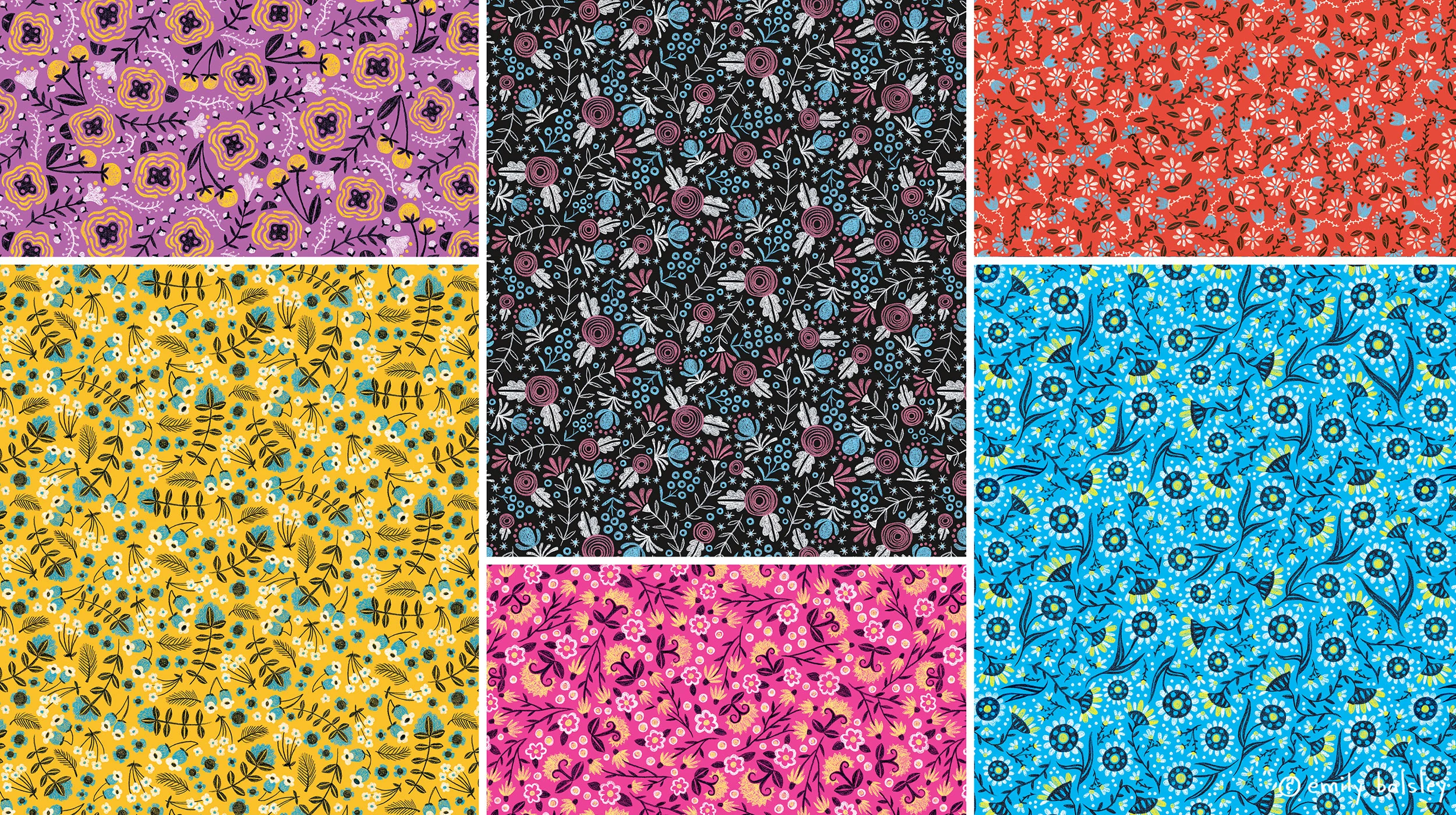 Joyful Garden - A collection based off my colored pencil drawings of flowers
