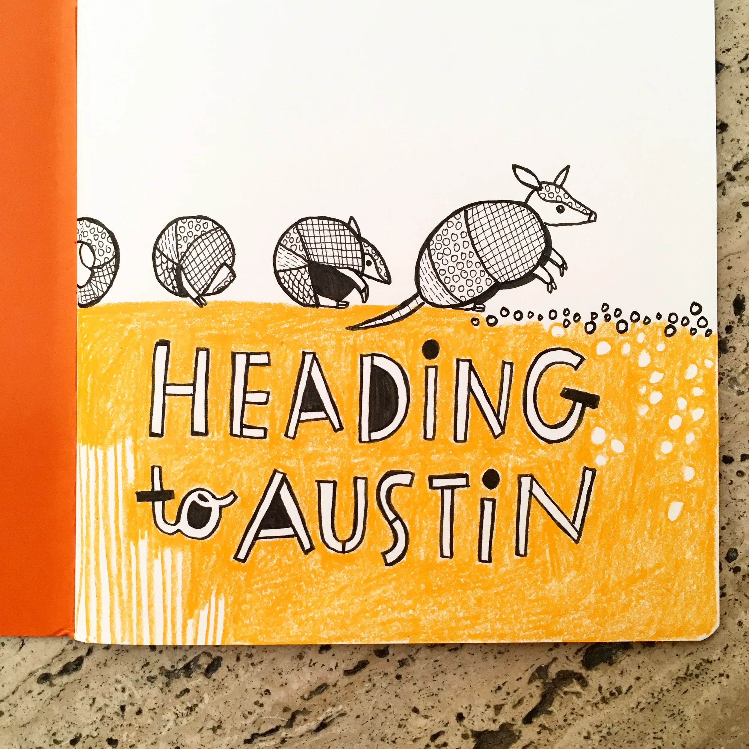 I kept a sketchbook specifically for my ICON adventures - and this was the first page. I really wanted to see an armadillo! (I did not.)