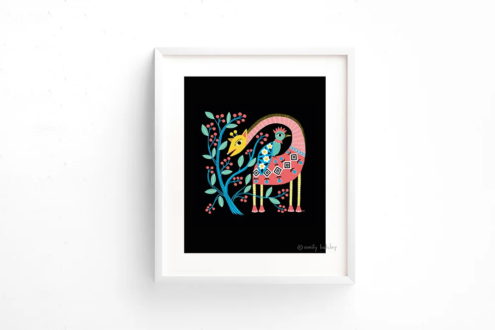 Folk Giraffe - 8x10 Giclee Print