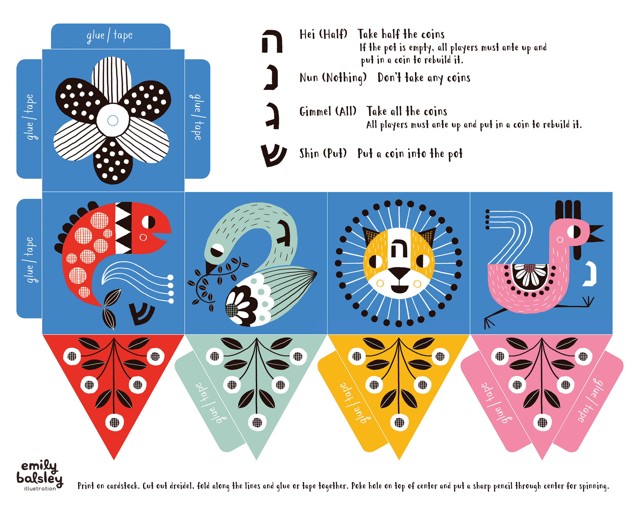 Foldable Dreidel Printable