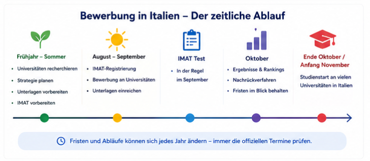 Bewerbung Medizinstudium Italien Zeitplan IMAT Registrierung Ranking Einschreibung
