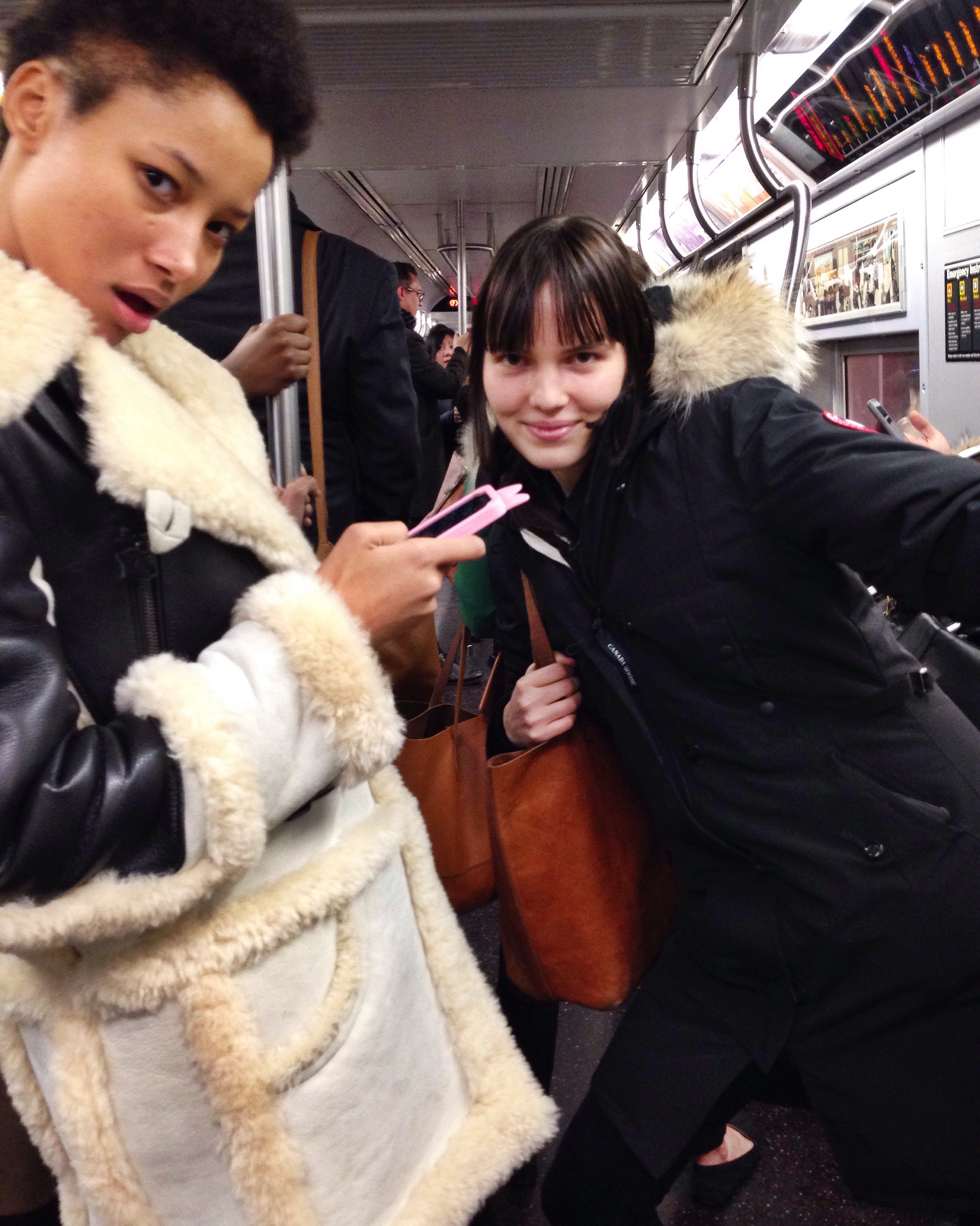 With Lineisy Montero and Lily Stewart on the subway between castings <3