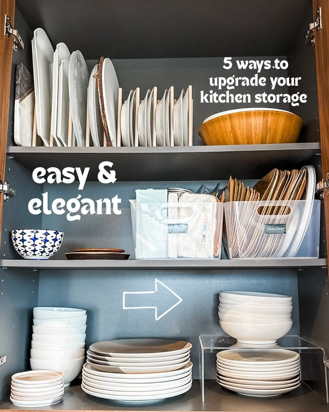 All your need-to-know product details👇

1. Acrylic risers double your shelf space and make everything more accessible. Use for cups, plates, bowls, and more! 
2. Turn-tables are perfect for oils, spices, sauces: say goodbye to pulling 10 items out t
