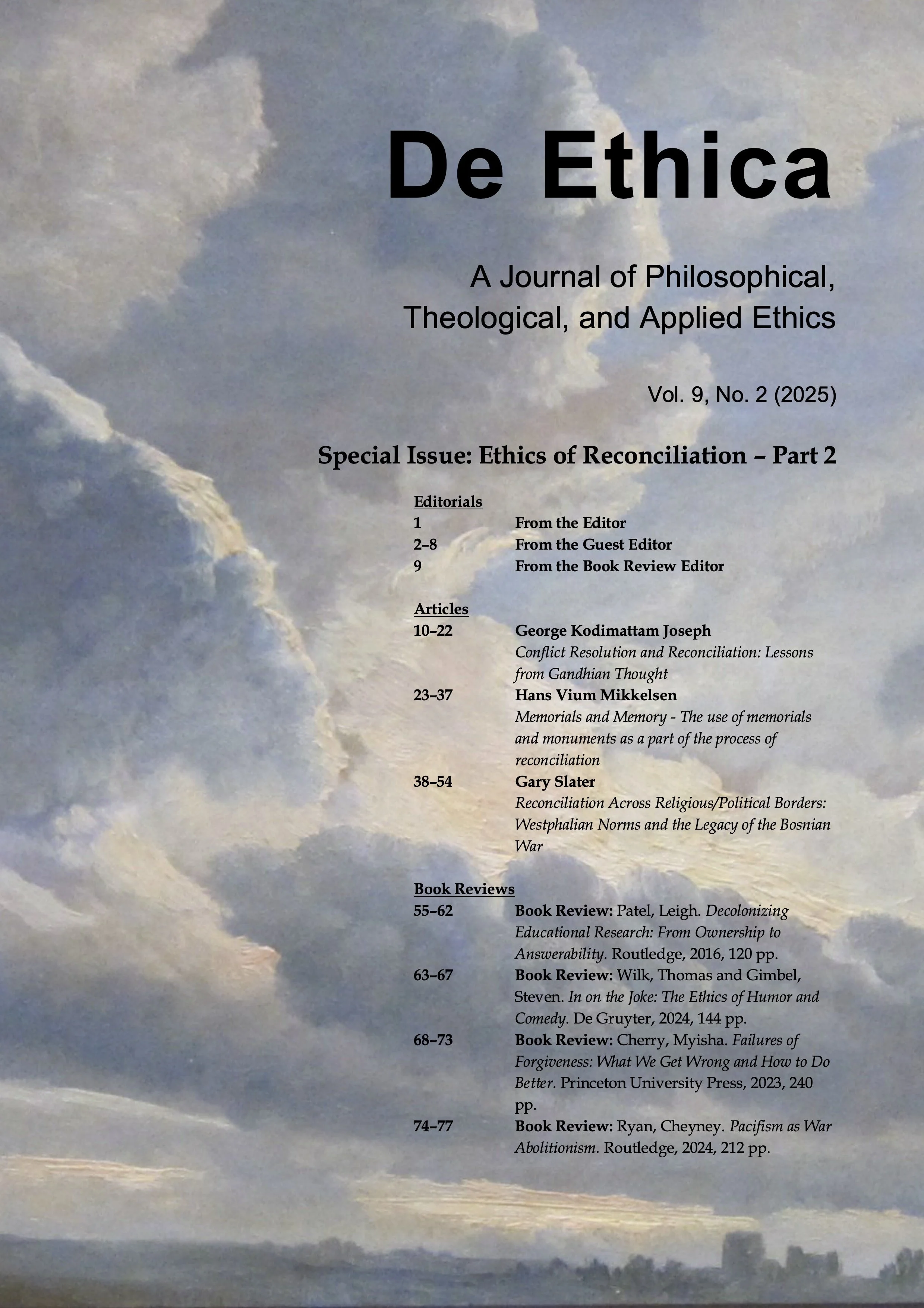 De Ethica New Special Issue: Vol. 9 No. 2 (2025) – Ethics of Reconciliation – Part 2